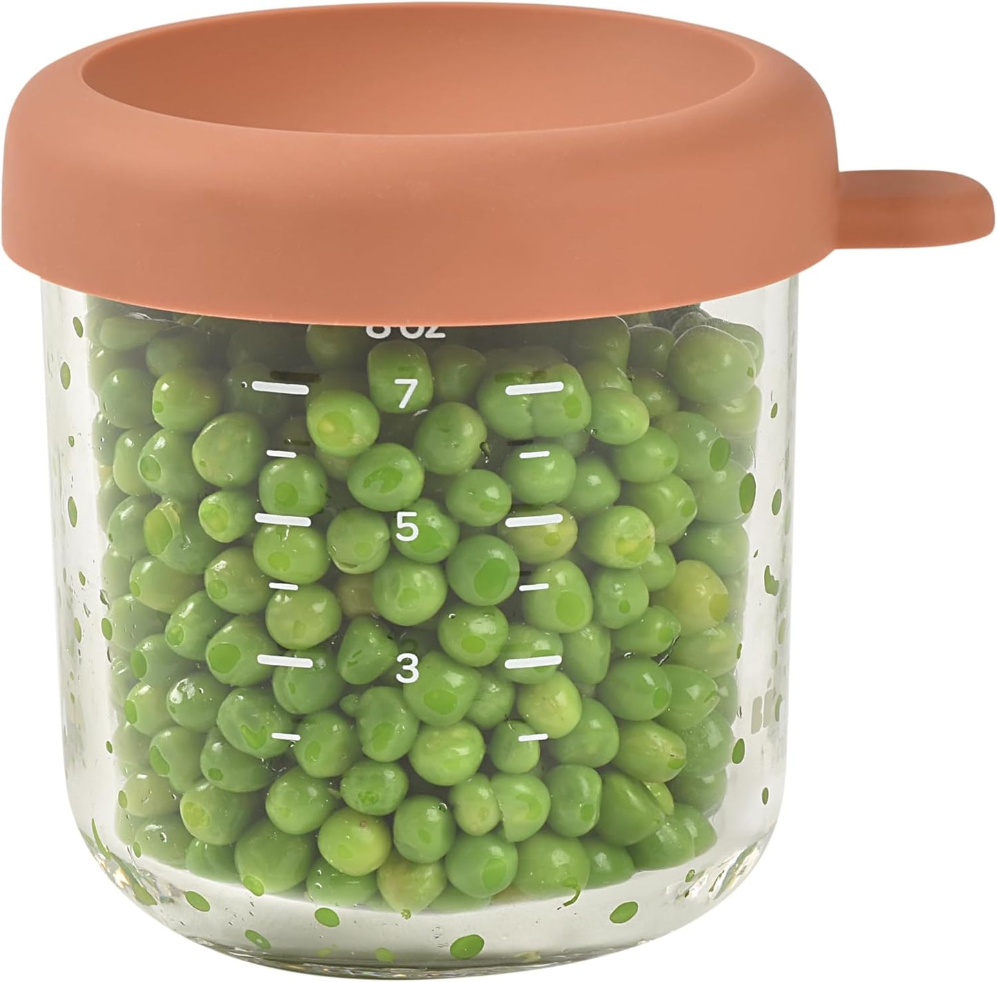 BEABA 8 oz Glass Baby Food Jars with Soft Silicone Air Tight Lids, Glass Storage Containers with Lids, Microwave and Freezer Safe Containers, Terracotta