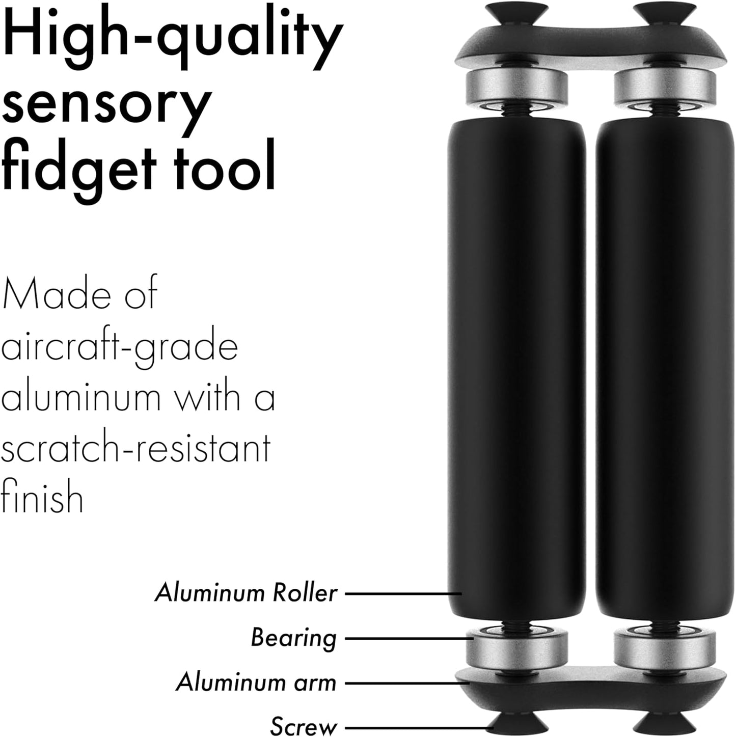 ONO Roller - Handheld Fidget Toy for Adults | Help Relieve Stress, Anxiety, Tension | Promotes Focus, Clarity | Compact, Portable Design (Junior Size/Aluminum, Black)