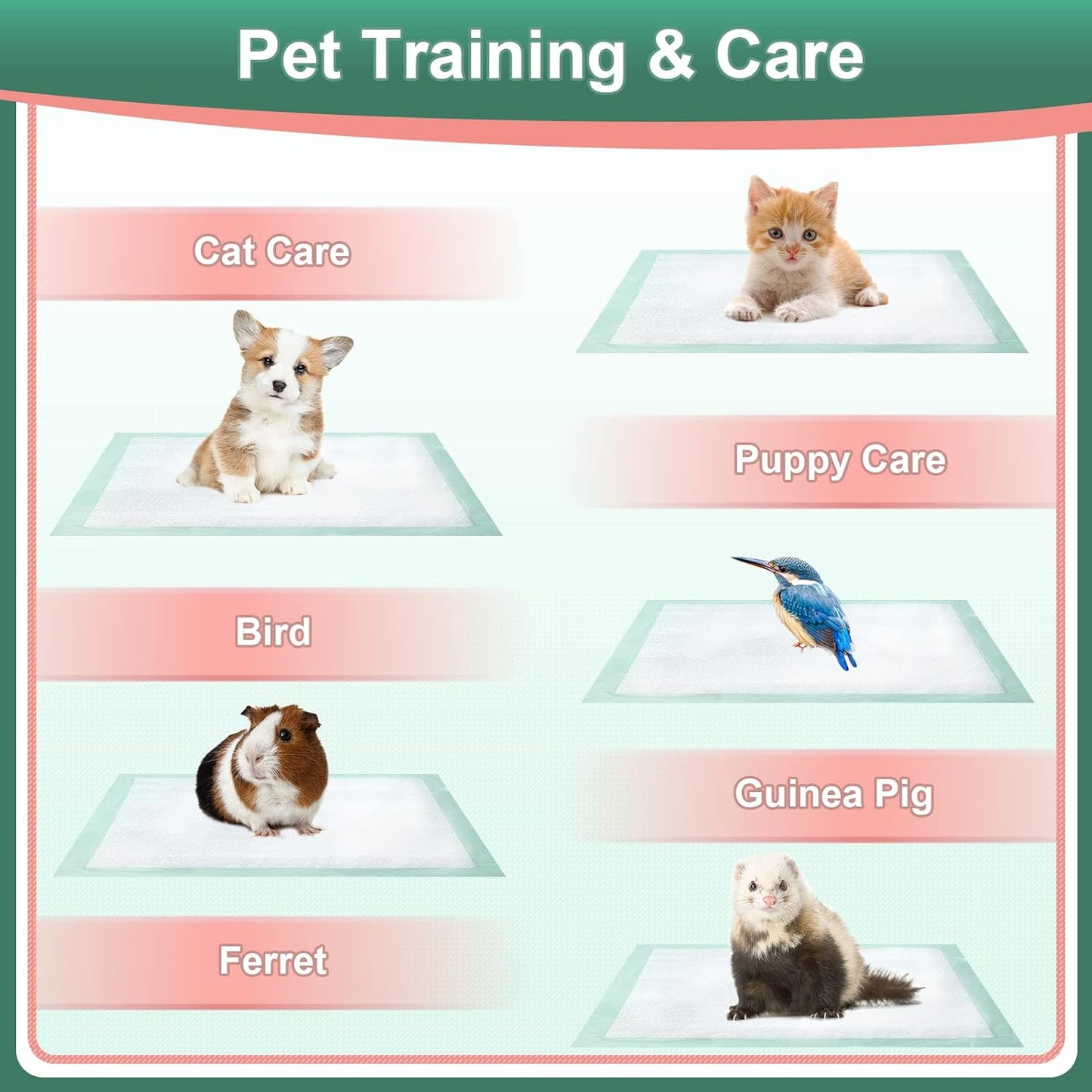 Disposable Underpads 17"×24"(100 pcs) Light Absorbent Bed Pads Small Chucks Pads for Kids, Puppy, Cat and Tioilet