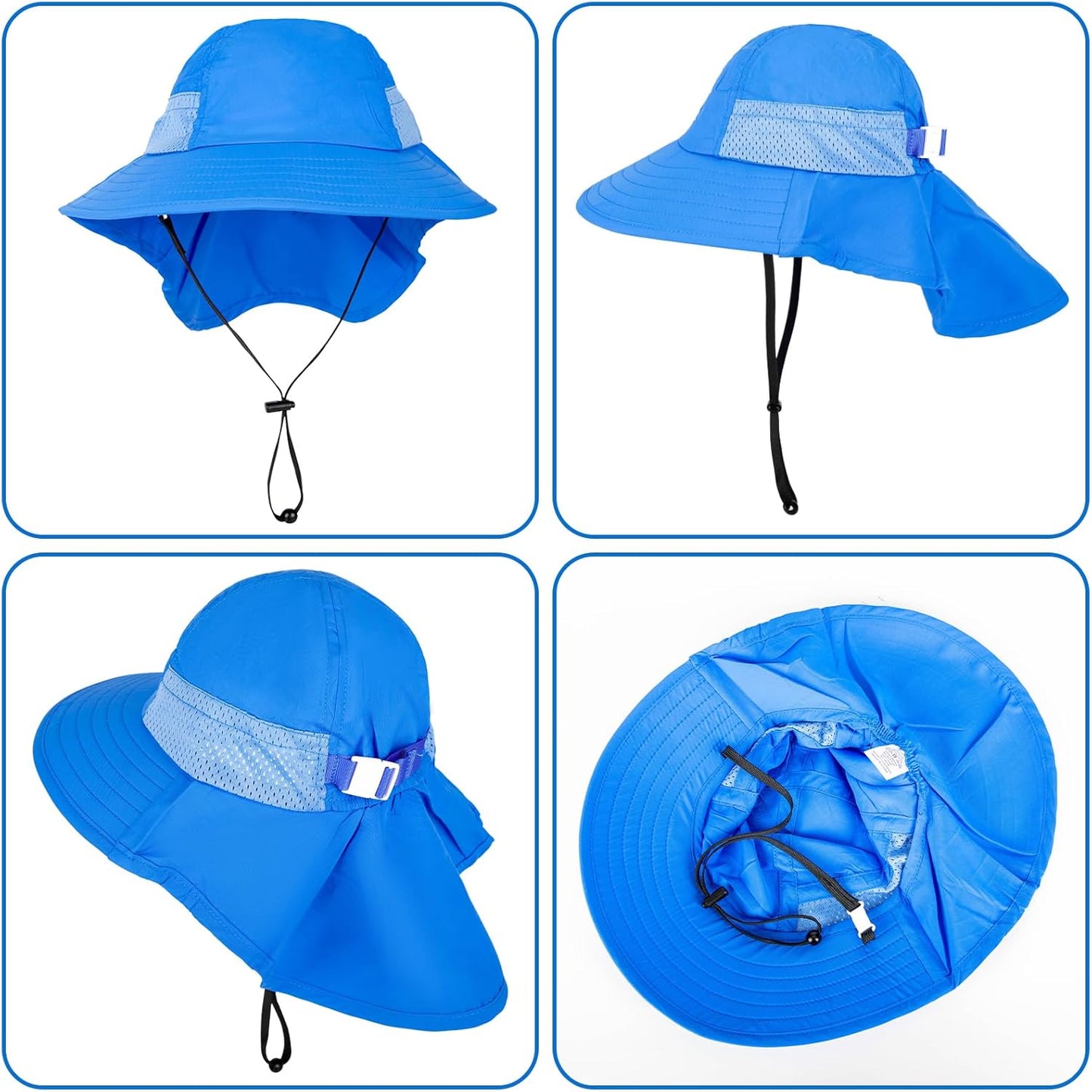 Toddler Baby Sun Hat Kids Summer UPF 50+ for Boys Girls Adjustable Beach Hats with Bucket Wide Brim Age 1-7 Years