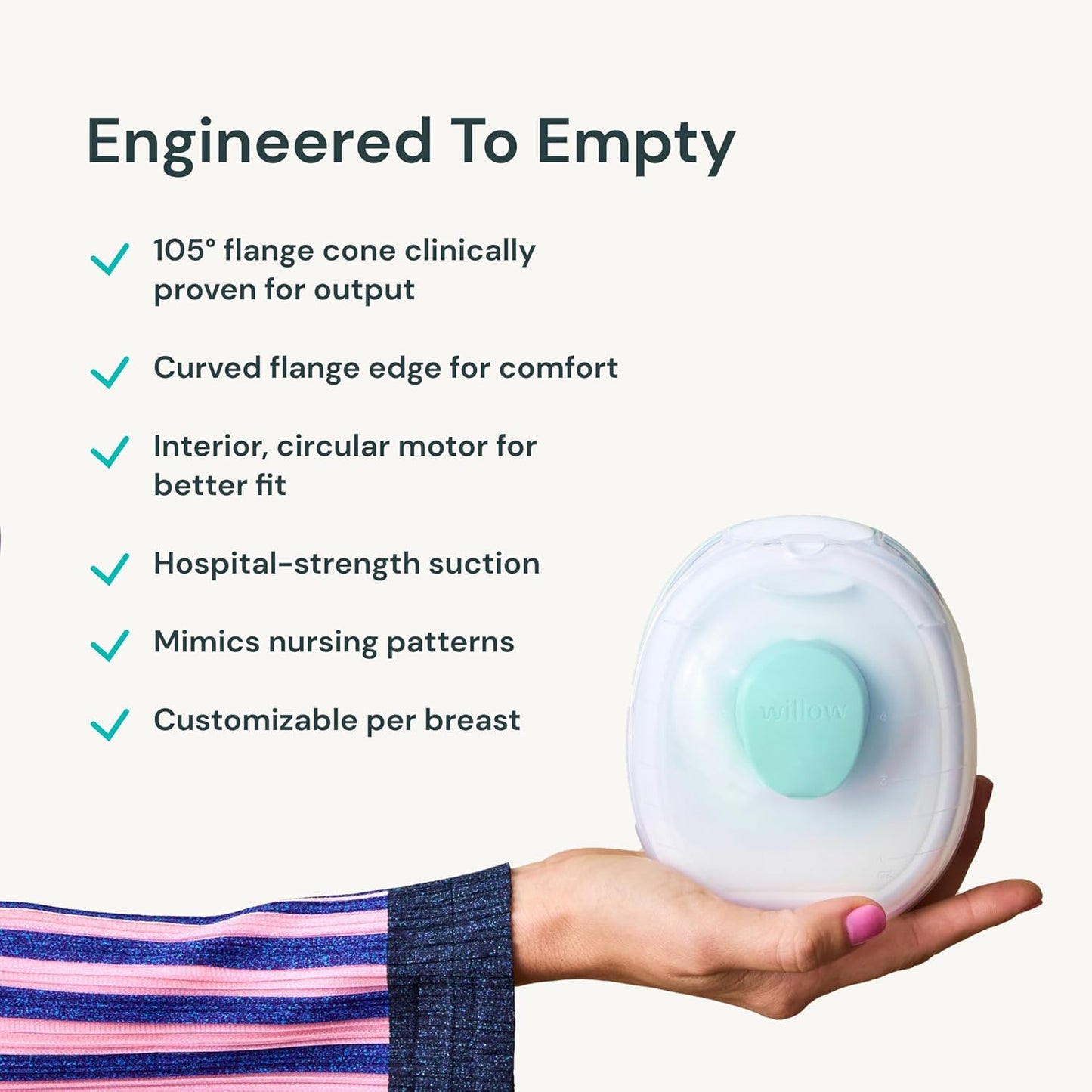 Willow Go - Hands Free Breast Pump - Wearable Breastfeeding Pump - Portable, Electric, Cordless, & 9 Levels of Hospital Grade Suction Strength - Postpartum Essentials - Double Breast Pump