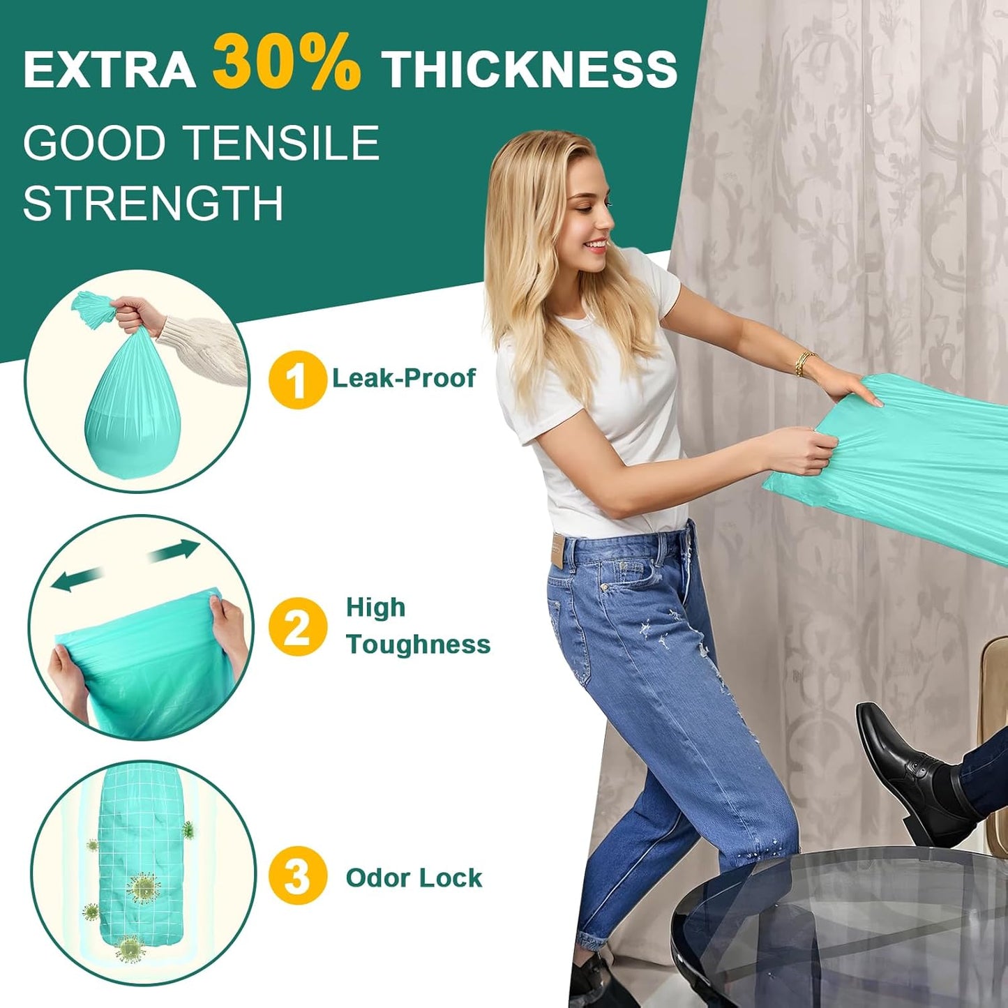 8 Pack Adult Diaper Liner Refills,Diaper Pail Refill Bags Compatible with Janibell Akord 280 Slim Model Adult Diaper System to Eliminate Waste/Powerful Odor Resistant(Extra 30% Thickness),Plant Scent