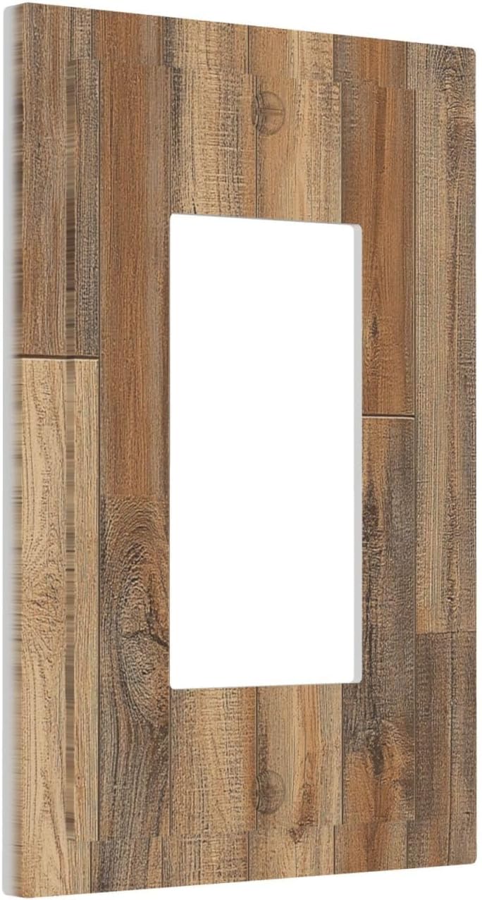 Decorative Outlet Covers Retro Rustic Brown Wood Grain 1 Gang Single Rocker Light Switch Cover Plate Wall Plates Gfci Faceplate For Farmhouse Cabin Decor