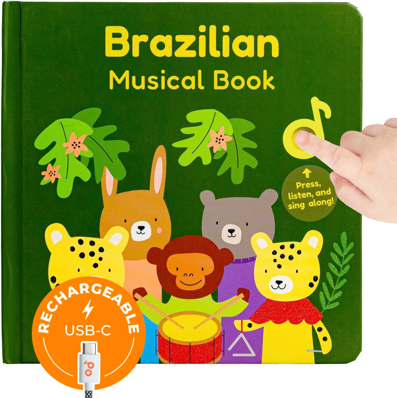 Cali's Books Brazilian Nursery Rhymes Book - Sound Books for Toddlers 1-3 Years Old - Interactive & Educational Music Toys for Bilingual Children with Lyrics & Translations - Musical Gifts for Kids
