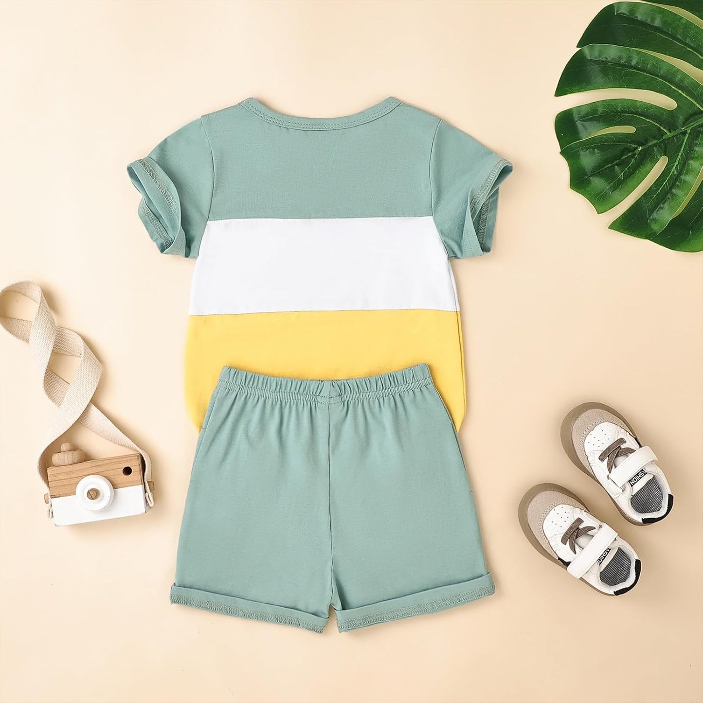 Baby Boy Clothes Toddler Boy Summer Outfits Short Sleeve Patchwork Top T-shirt & Pocket Pant Set 2 Piece 12 Months-4T