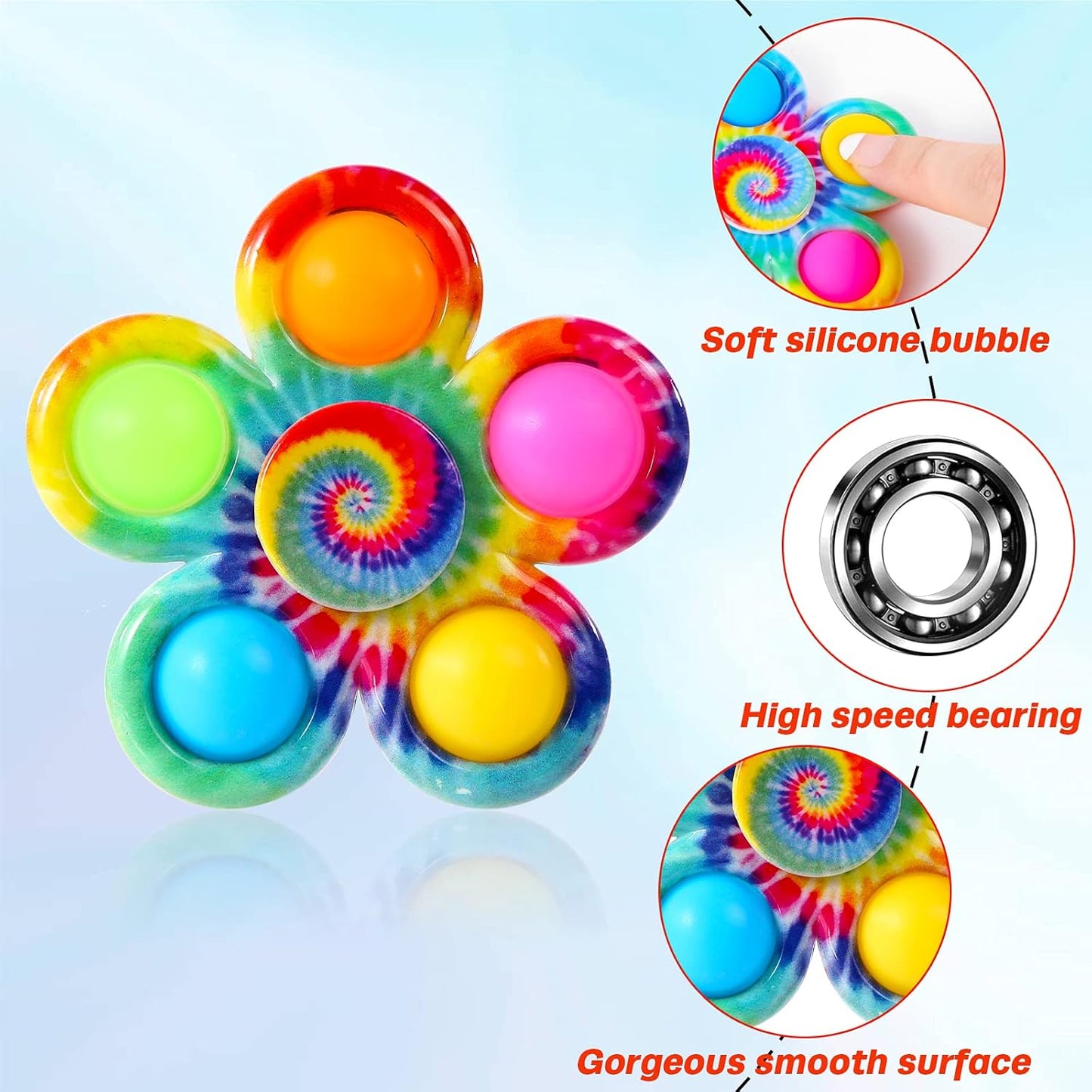 Fidget Spinners Toys 4 Pack, Fidget Toys for Kids Adults, Bulk Pop Sensory Spinner Toys Stress Relief, ADHD Autism Products for Girls Boys, Kids Birthday Party Favors Classroom Prizes