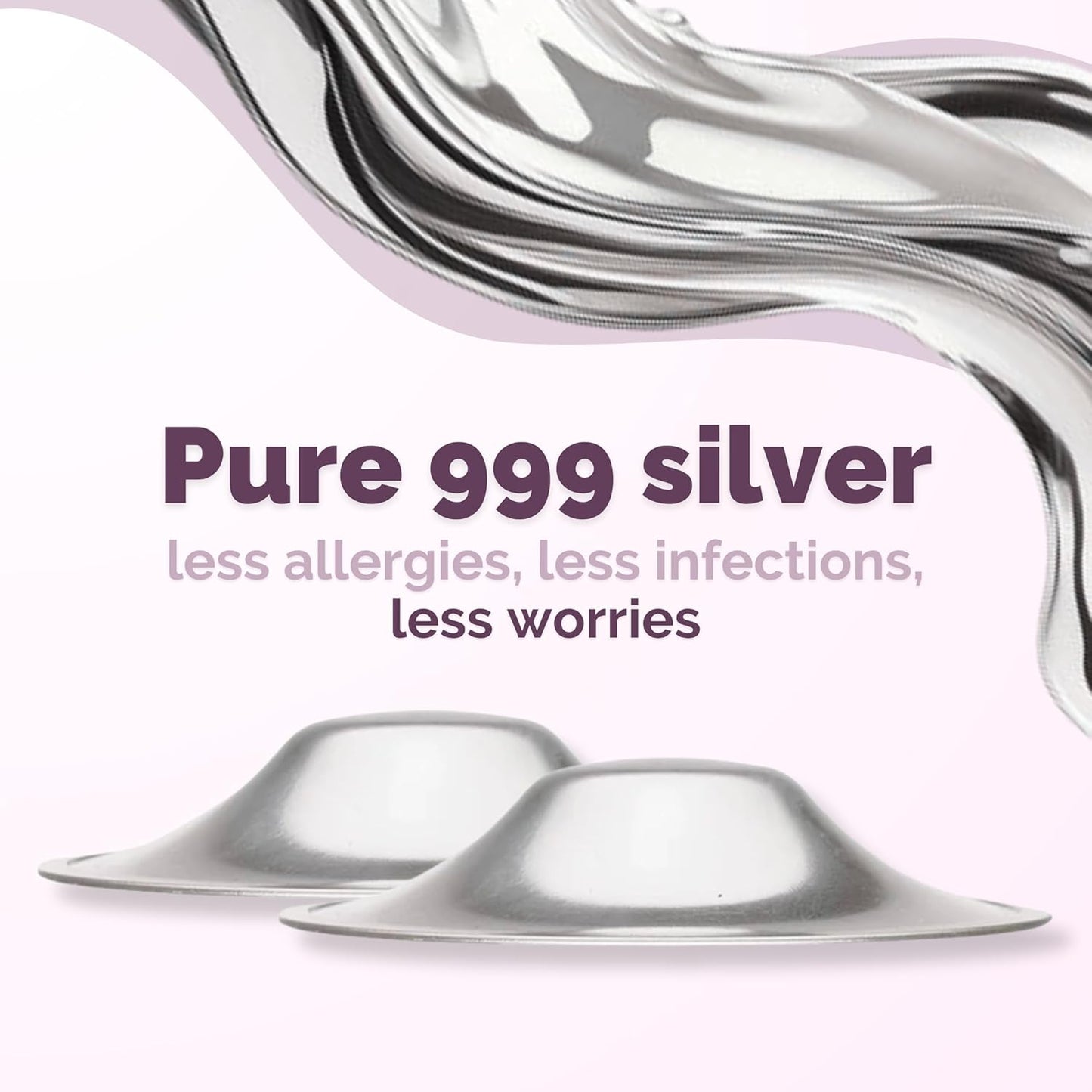 Original Silver Nursing Cups - Made in Germany with 999 Silver - Universal Fit - Protect and Soothe Sore Nipples - Silver Nipple Shields for Breastfeeding - FDA-Registered