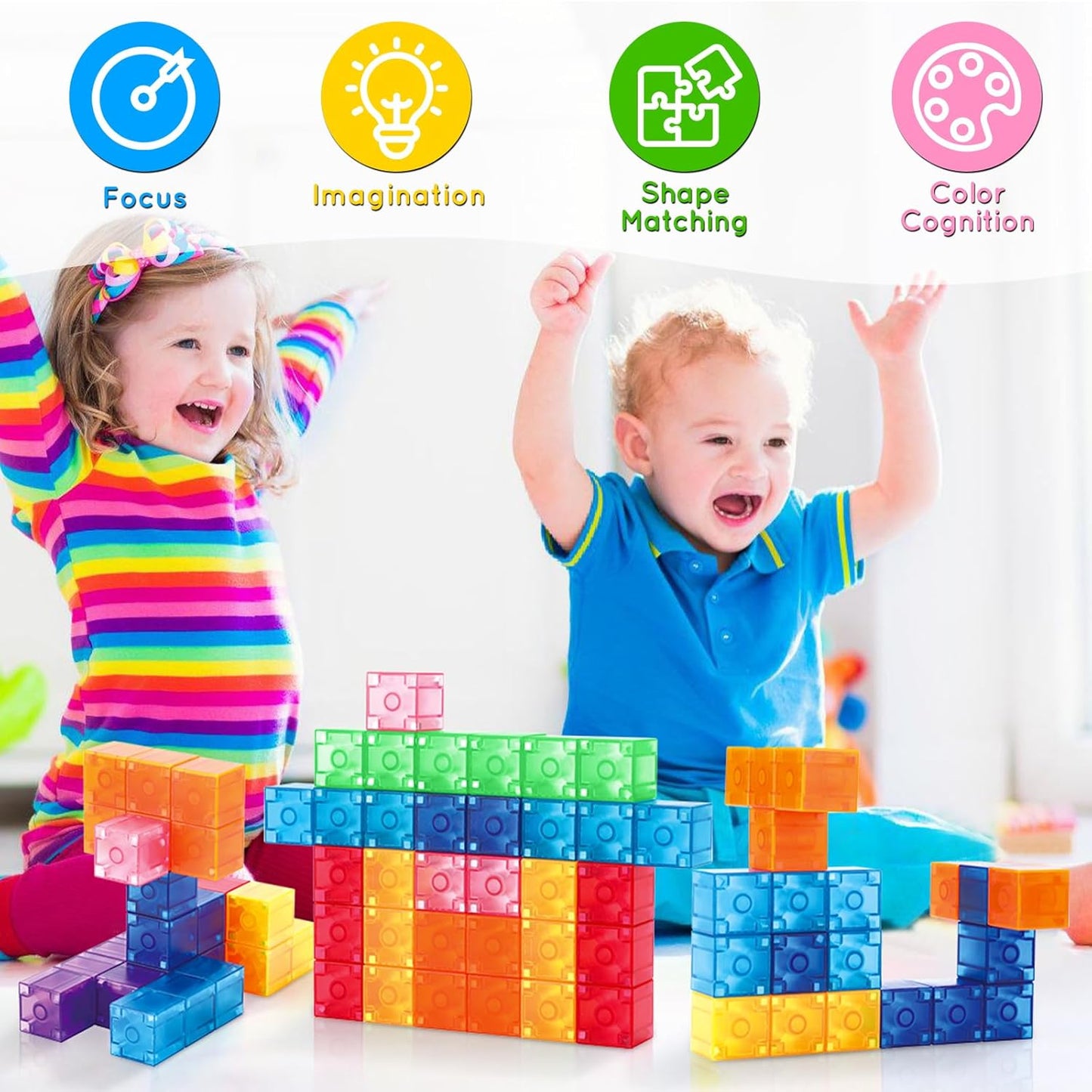 Magnetic Blocks, Magnetic Building Blocks for Toddlers 3+, Montessori Toys Preschool STEM Educational Sensory Magnet Tiles for Kids Boys and Girls Classroom Must Haves