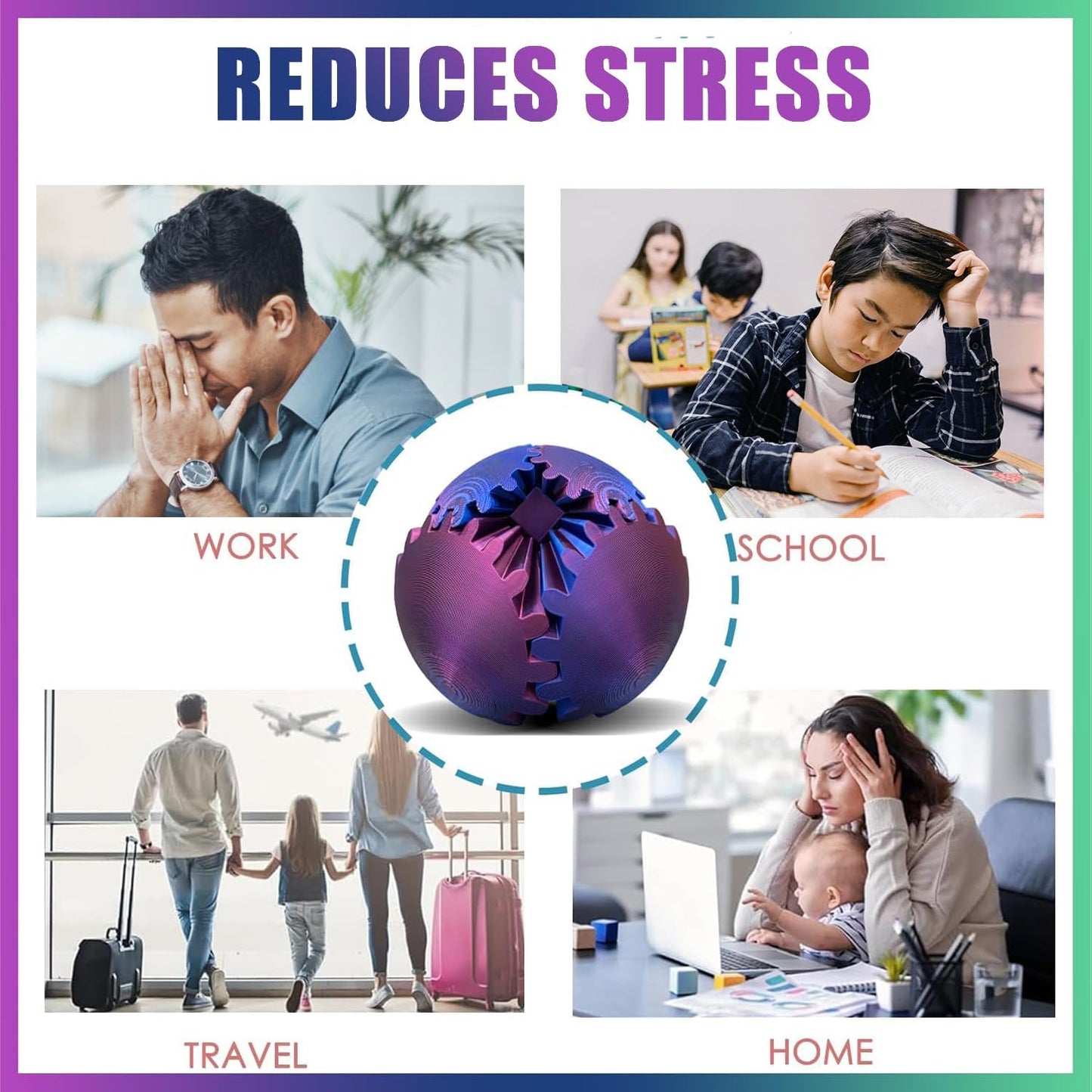 Gear Ball - 3D Printed Gear Ball Spin Ball or Cube Fidget Toy,GearSphere Fidget Toys,The Steampunk Whirling Wonder Fidget Ball Toy,Ideal for Stress and Anxiety Relaxin Desk Toy