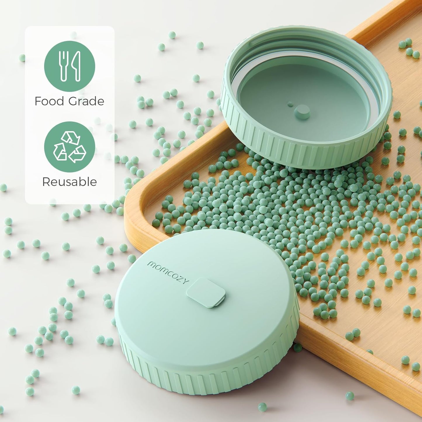 Momcozy Glass Breast Milk Pitcher Lid, Leak Proof with Thickened Silicone Seal, Easy-Open Design with Pressure Release Valve, Dishwasher Safe and Food Grade Caps-1 Pack, Green