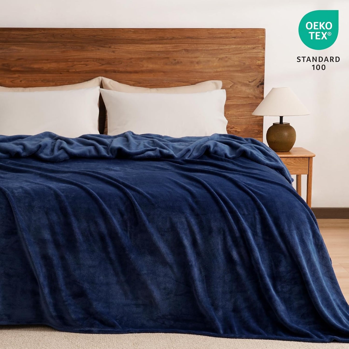 PHF Ultra Soft Fleece Blanket Twin Size, No Shed No Pilling Luxury Plush Cozy 300GSM Lightweight Blanket for Bed, Couch, Chair, Sofa Suitable for All Season, 66" x 90", Navy Blue