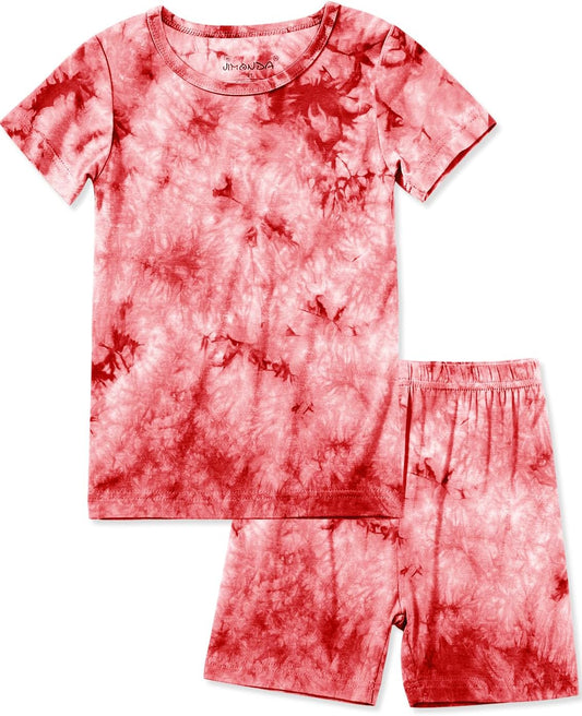 Jimonda Baby/Toddler Soft Sleepwear Short sleeve Kids Cool Pajama Outdoor 2-Piece Shirt&Shorts Casual sets Tie Dye PJ