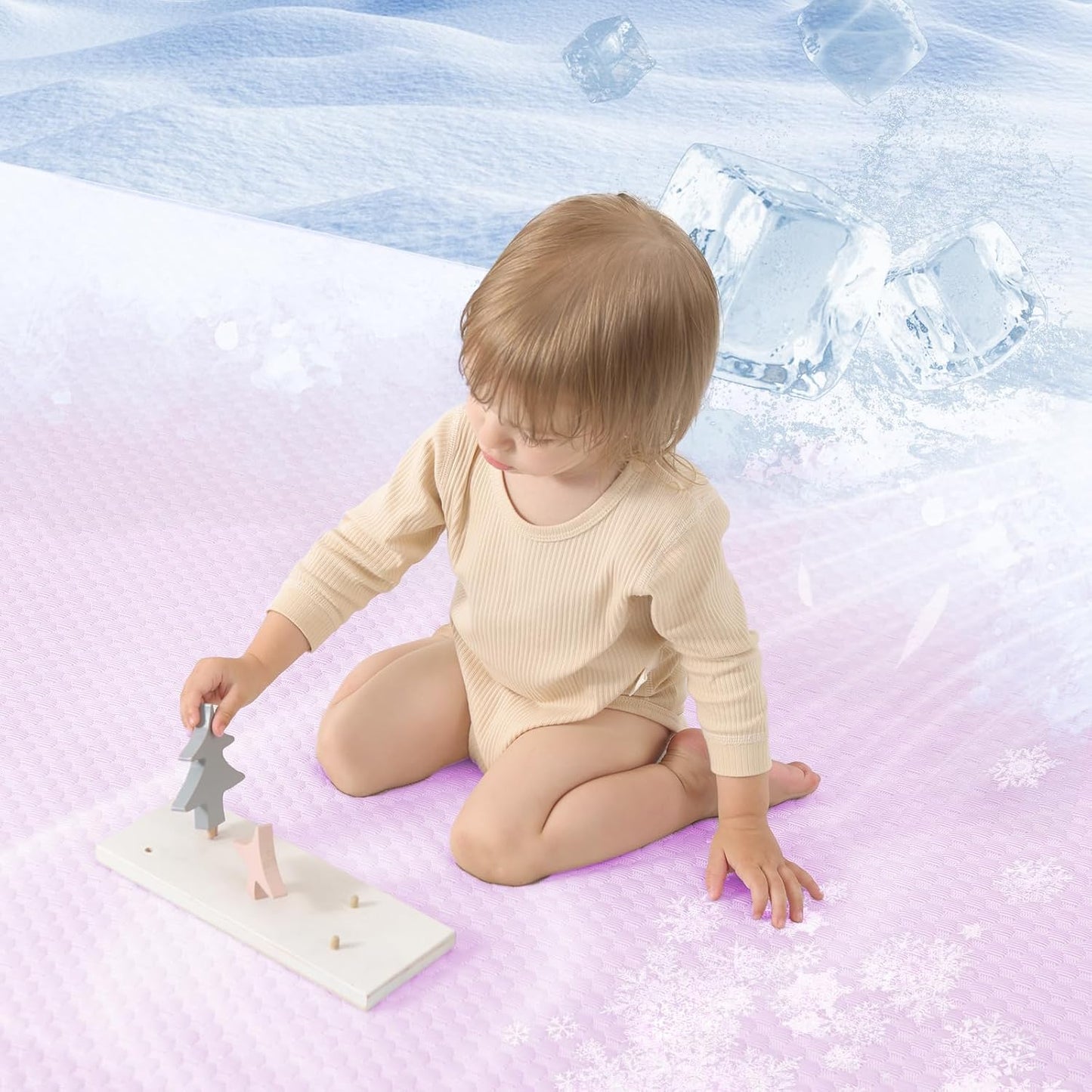 Baby Play Mat for Summer,1.3 Thick Memory Foam Cooling Floor Tummy Time Mat, Soft & Breathable, Non-Slip Rectangular for Toddlers’ Playtime & Rest(Pink,39"x59")