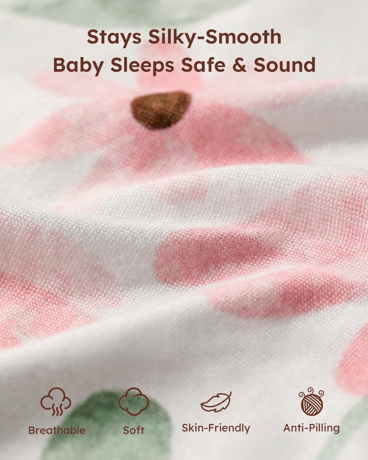 Yoofoss Crib Sheets Girl 2 Pack, 52x28 Fitted Baby Crib Sheet Fits for Standard Crib and Toddler Mattress, Ultra Soft Breathable Microfiber Pink Floral