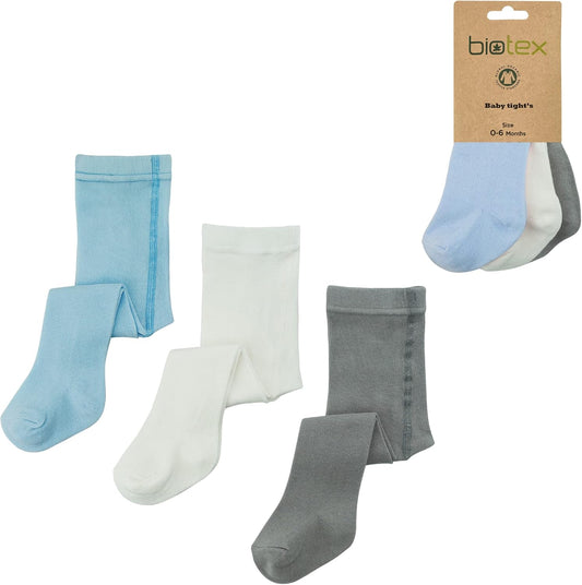 3 Pairs Organic Cotton Baby Girl and Boy Tights for Winter, Seamless Newborn Leggings, Toddler Stockings, 0-18 Months