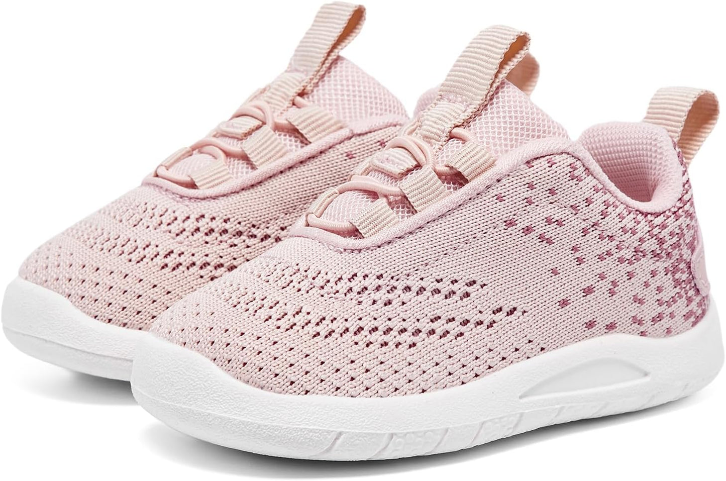 MORENDL Toddler Slip On Sneakers Baby Walking Shoes Non-Slip Breathable Unisex Pink Mesh Lace-Up Athletic Sneakers Infant Running Shoes