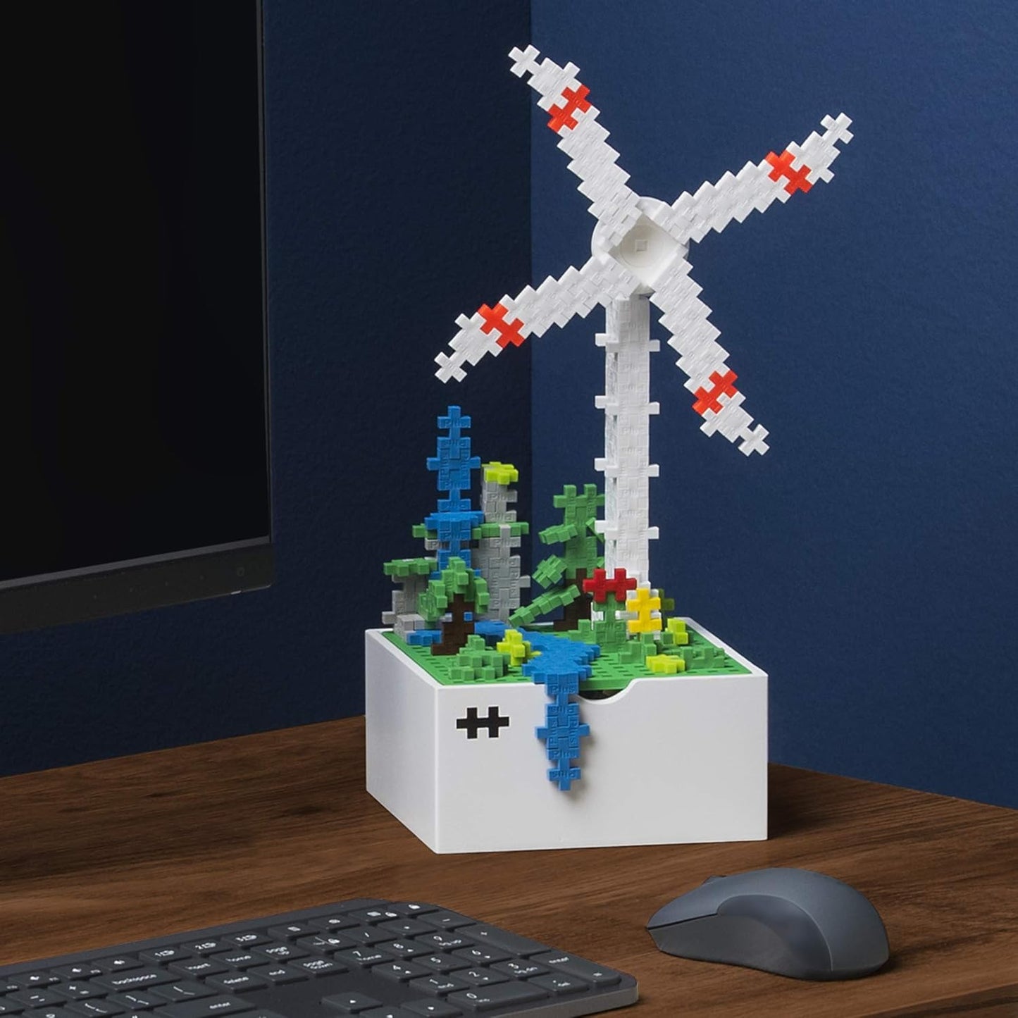 PLUS PLUS - BOKS Windmill - 220 Pieces - Construction Building Office Desk Fidget Toy, Interlocking Mini Puzzle Blocks