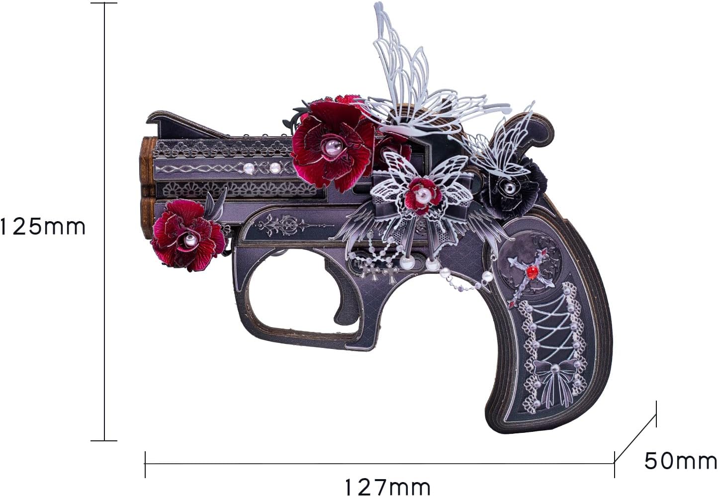 MU 3D Wooden Puzzle for Adult Derringer-Rose of The Night Defender Wood Gun Toy Building, AK47 Revolver Rubber Band Gun Pistol Toys 3D Metal Puzzles Model Kits, DIY Kits Hobbies Xmas Birthday Gift
