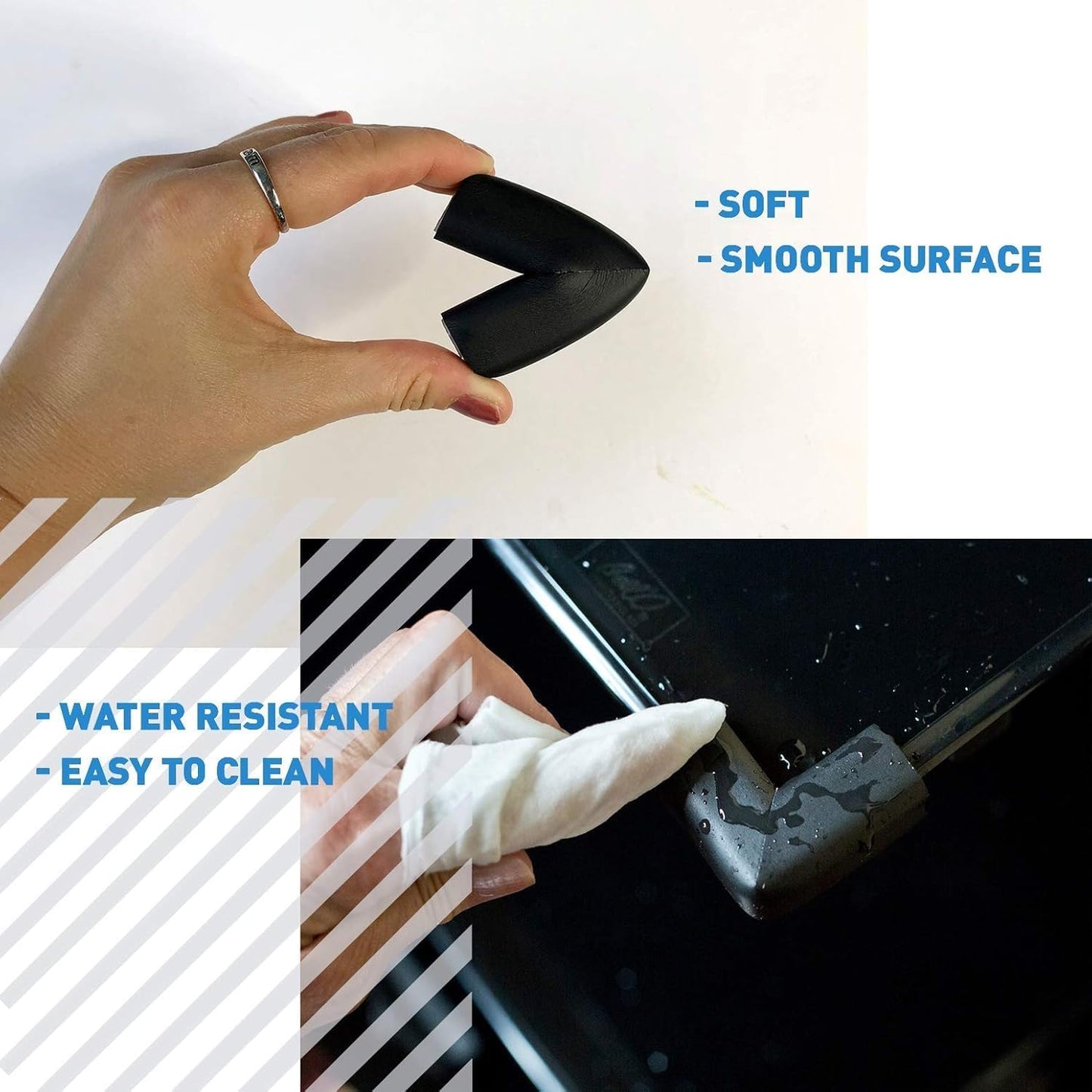 Baby Proof Corners & 15ft Edges with Furniture Corner & Edge Safety Bumpers, Impact-Absorbent Bumper & 4 Foam Corner Protectors, Cushy, Thick, Odorless Table Edge Protectors for Baby, Child | Black