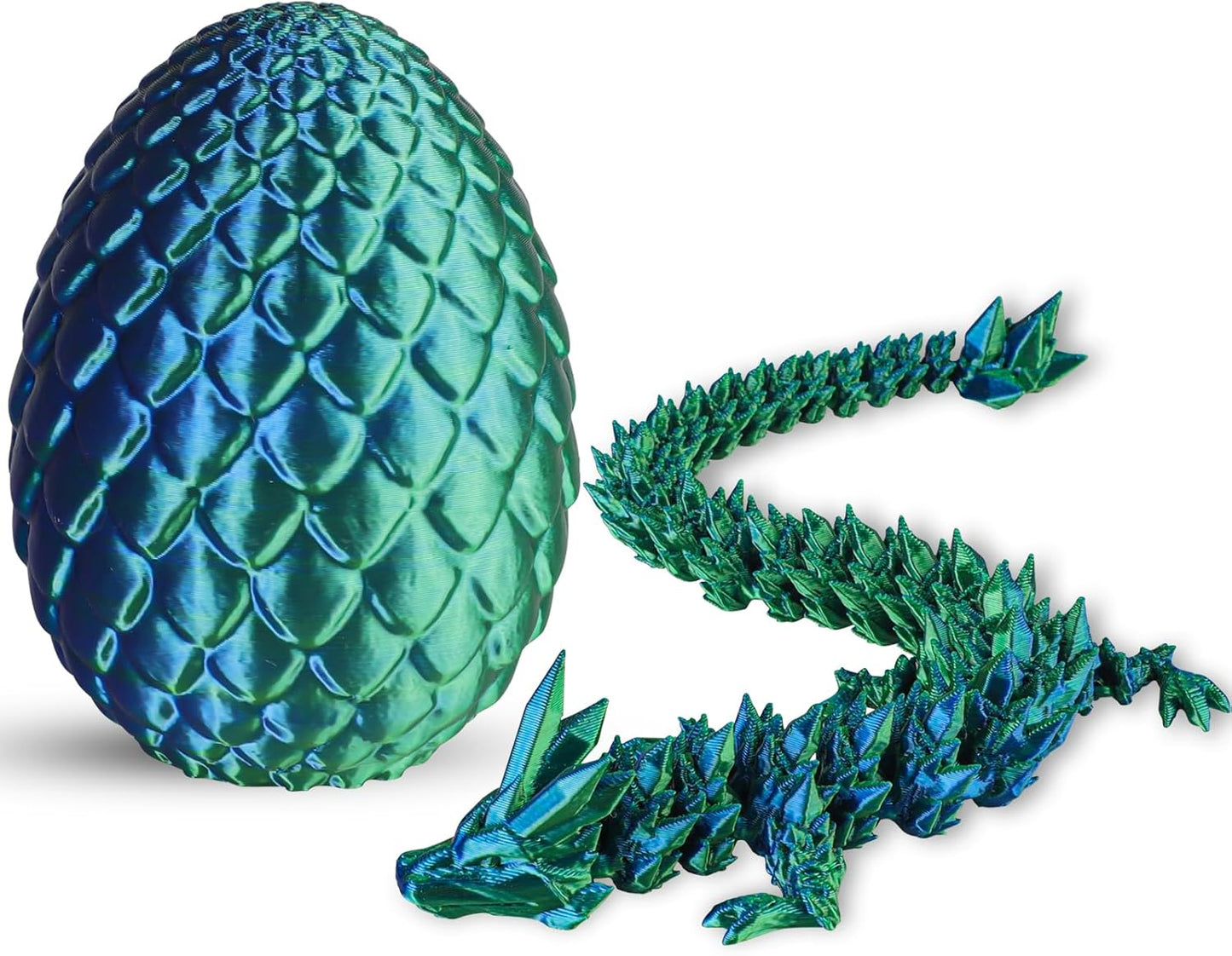 3D Printed Dragon Egg - Dragon Fidget, Crystal Dragon Articulated, Dragon Egg Decor 3D Printed Gift for Birthday for Home/Office Desktop Decor (Green)