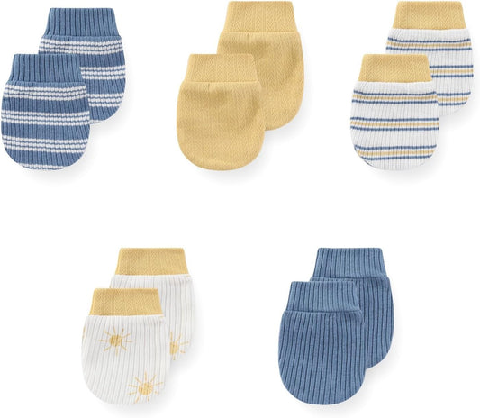 5 Pack Unisex New Born Boy Girls No Scratch Mittens Cotton Soft Baby Gloves Accessory 0-3 Months Infant Essentials