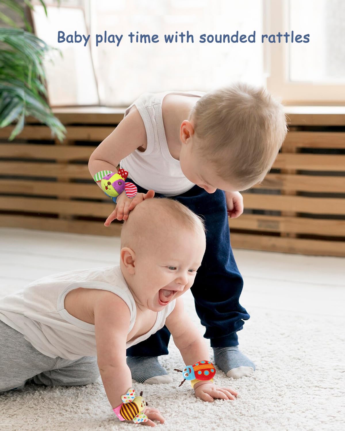 Baby Rattles & Socks - Wrist & Ankle Rattle Toys, Hanging Rattle, Activity Gift for Infants (12 B)