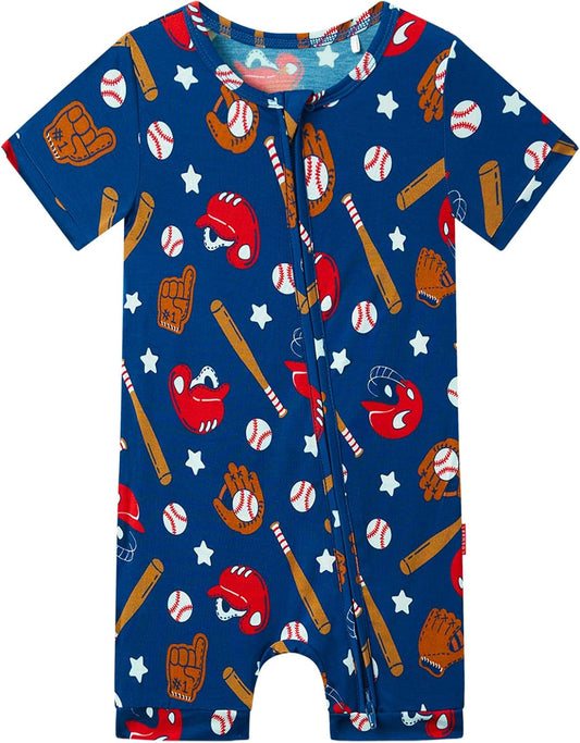 Baby Boys Bamboo Viscose Short Sleeve Romper Soft Comfy Infant Summer Jumpsuit