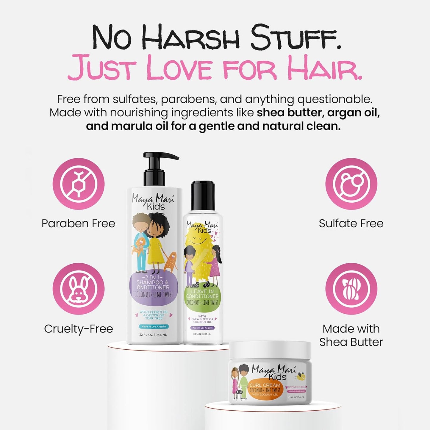 Kids Curly Hair Gift Set | 2-in-1 Kids Shampoo & Conditioner, Curl Cream, & Leave-In Conditioner | Shea Butter, Tear-Free, Frizz Control, & Sulfate-Free, 32 Fl Oz