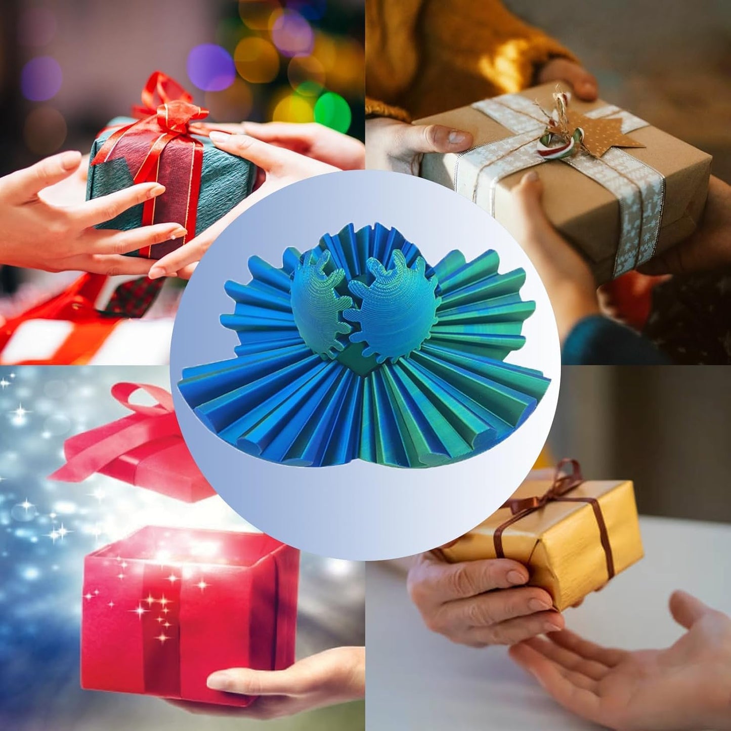 2024 New Gear Ball- 3D Printed Gear Ball Spin Ball or Cube Fidget Toy Desk Toy - Ideal for Sensory Needs and Autism Activity Gear Ball for Adults & Kids Ages (Green)