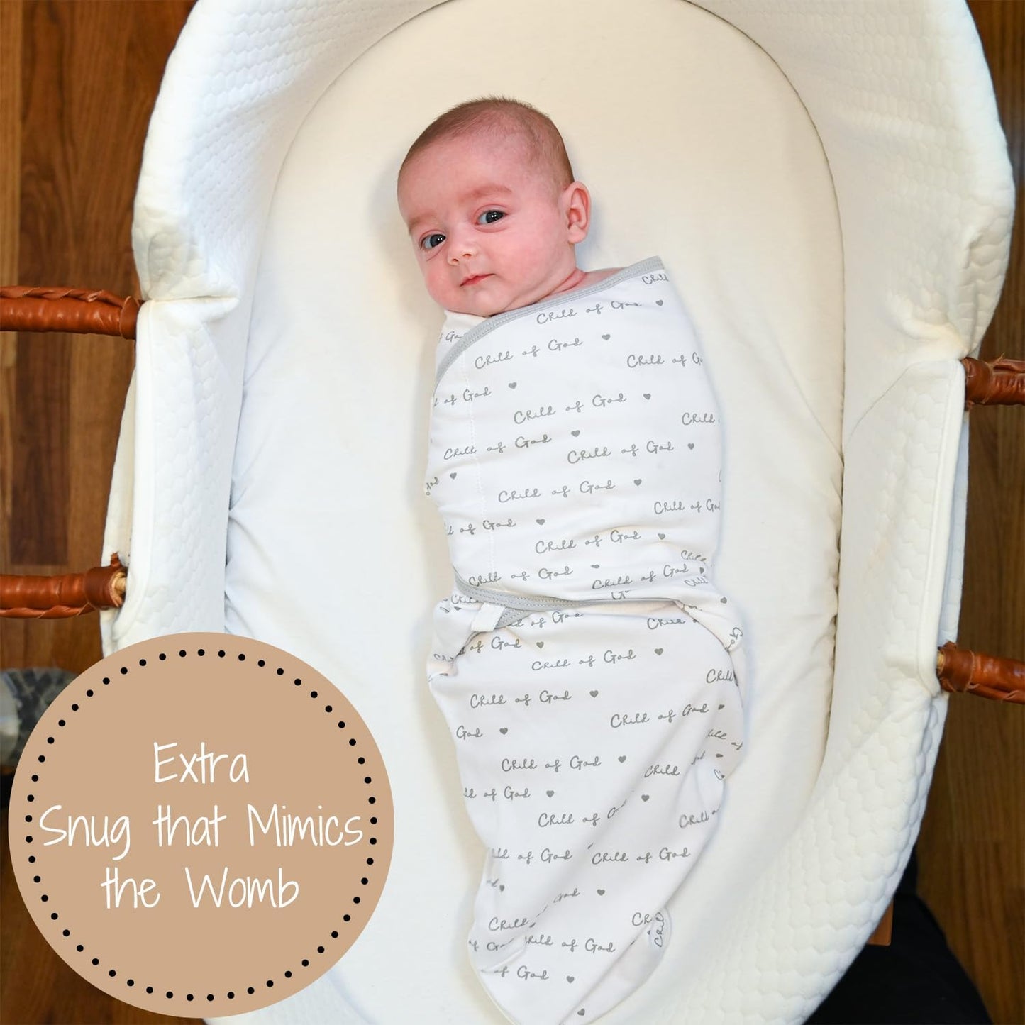 LollyBanks Swaddles 100% Organic Cotton for Boys and Girls, 0-3 Months Newborn Swaddle Sack with Easy Change Zipper, Sleep Swaddle Neutral Baby Registry (Christian Baby)