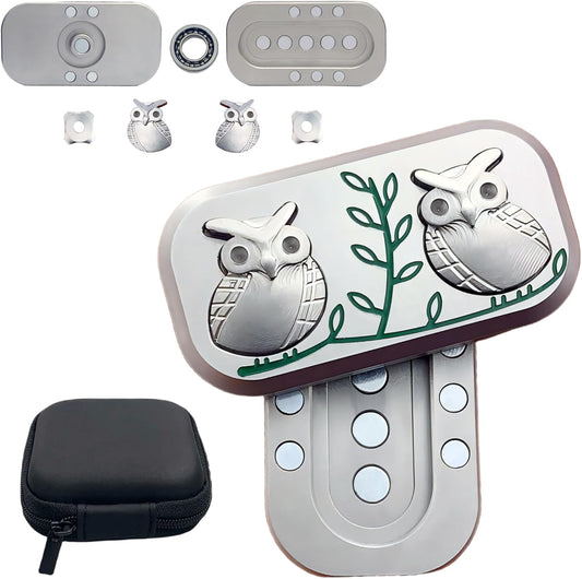 New Decompression Metal Poker Fidget Slider,Men's EDC Hand Slider,Poker Push Card Stress Relief Toys,Twig Sitting Owl Shape Design Fidget Toys,Office Desk Toys Gifts for Boyfriend and Father (Silver)