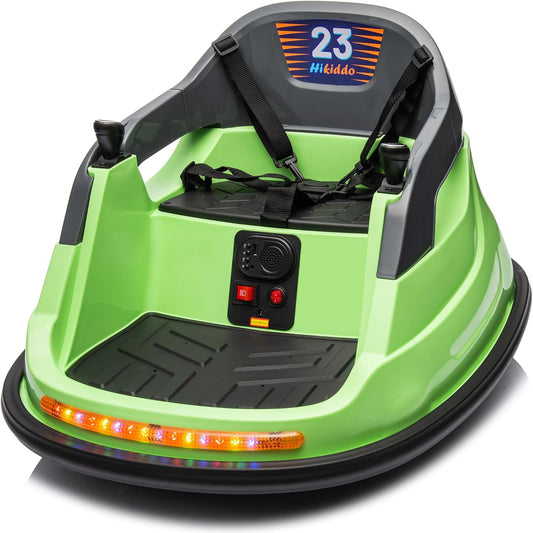 12V Kids Bumper Car, Electric Baby Bumper Car for Toddlers with Remote Control, 3 Speeds - Green