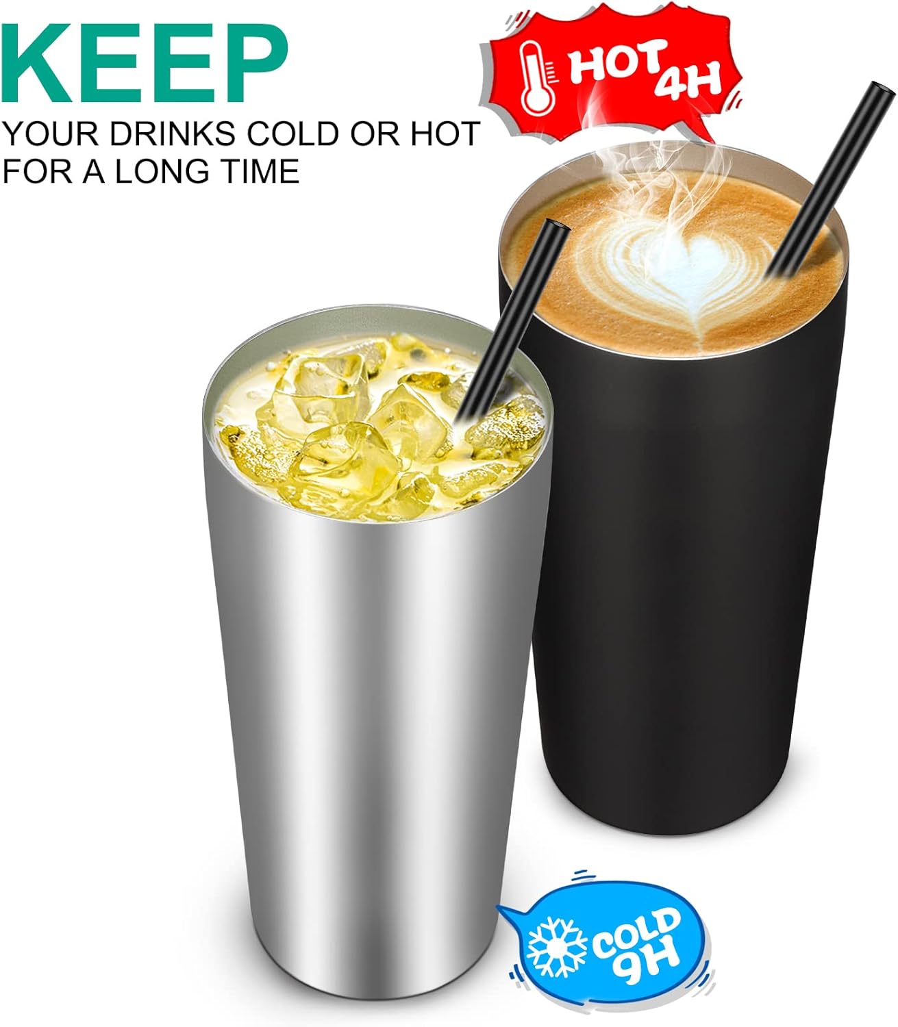 VEGOND 20oz Tumbler Bulk with Lid and Straw 12 Pack, Stainless Steel Vacuum Insulated Tumbler, Double Wall Coffee Cup Travel Mug, Stainless Steel