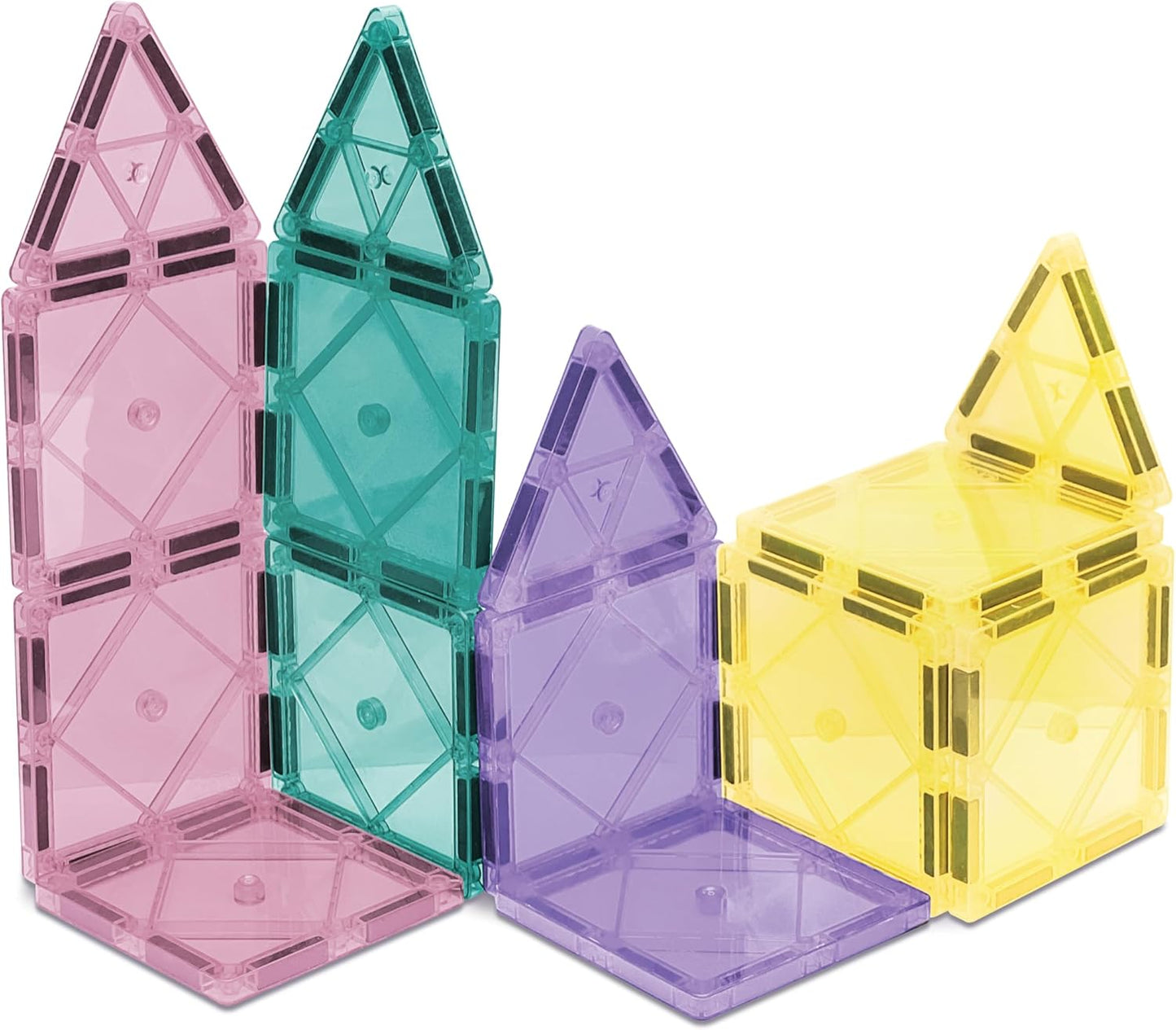 CreateOn Crayola Magnetic Tiles, Building Set for Kids, Magnetic Building Toys for Kids, STEM Travel, Gift for Boys and Girls Ages 3+, 14-Piece Set (Pastel)