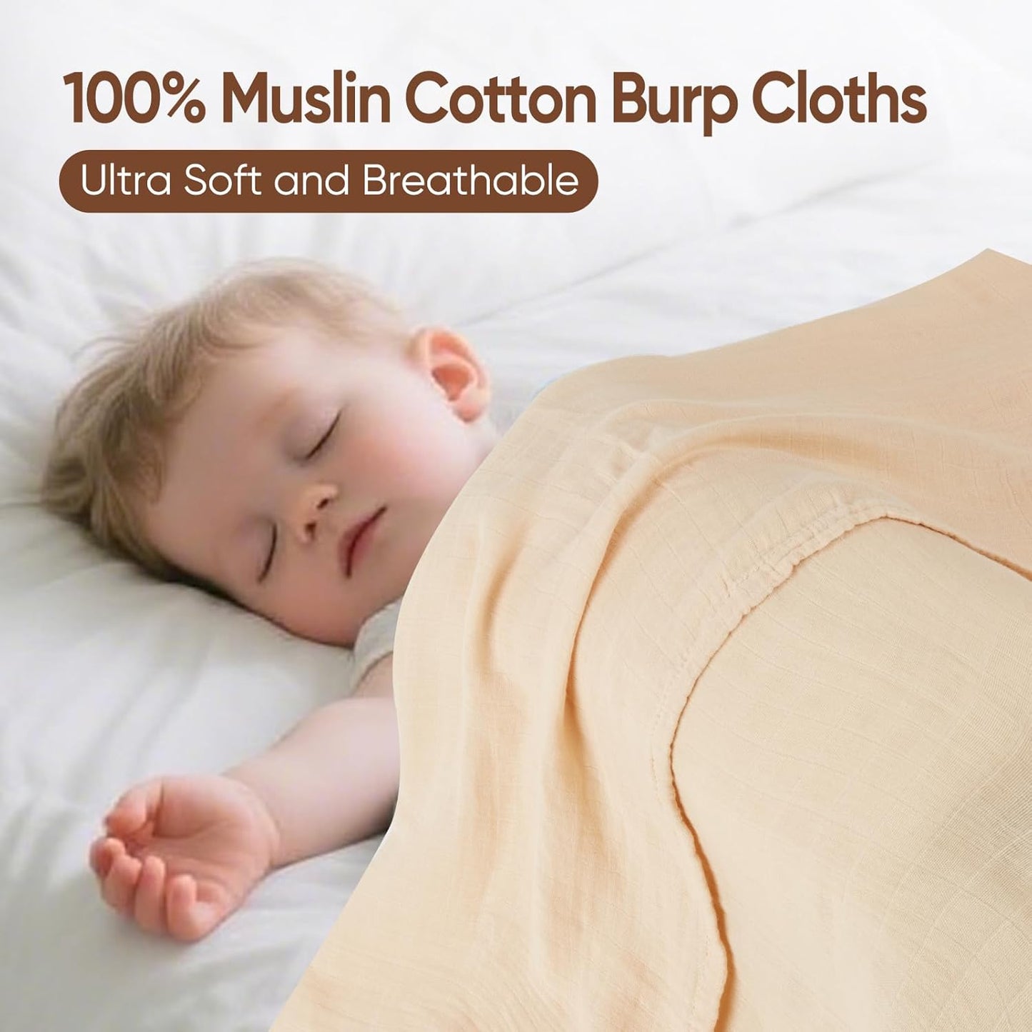 Muslin Swaddle Blankets, Nursery Receiving Blanket for Newborn, Baby Swaddle Wrap Soft Silky & Breathable, 3 Packs, 47 X 47In (Pink & Coffee 3 Pieces)