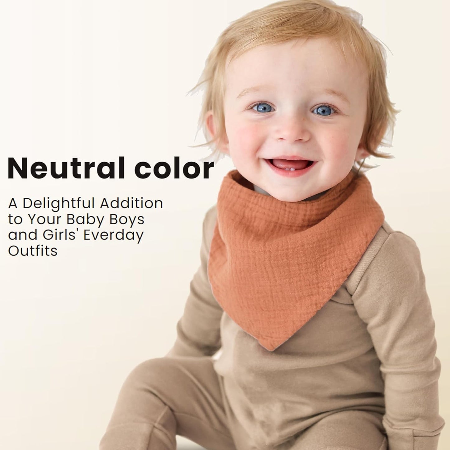 Konssy Muslin Baby Bibs 10 Pack Baby Bandana Drool Bibs 100% Cotton for Unisex Boys and Girls, Soft Absorbent Set for Teething and Drooling