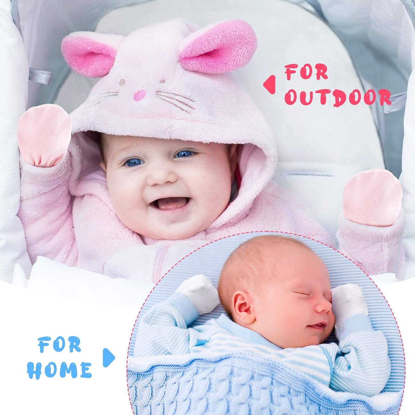 Adjustable Baby Mittens No Scratch Newborn Cotton Breathable Gloves Warm Baby Mitts for Boys Kids