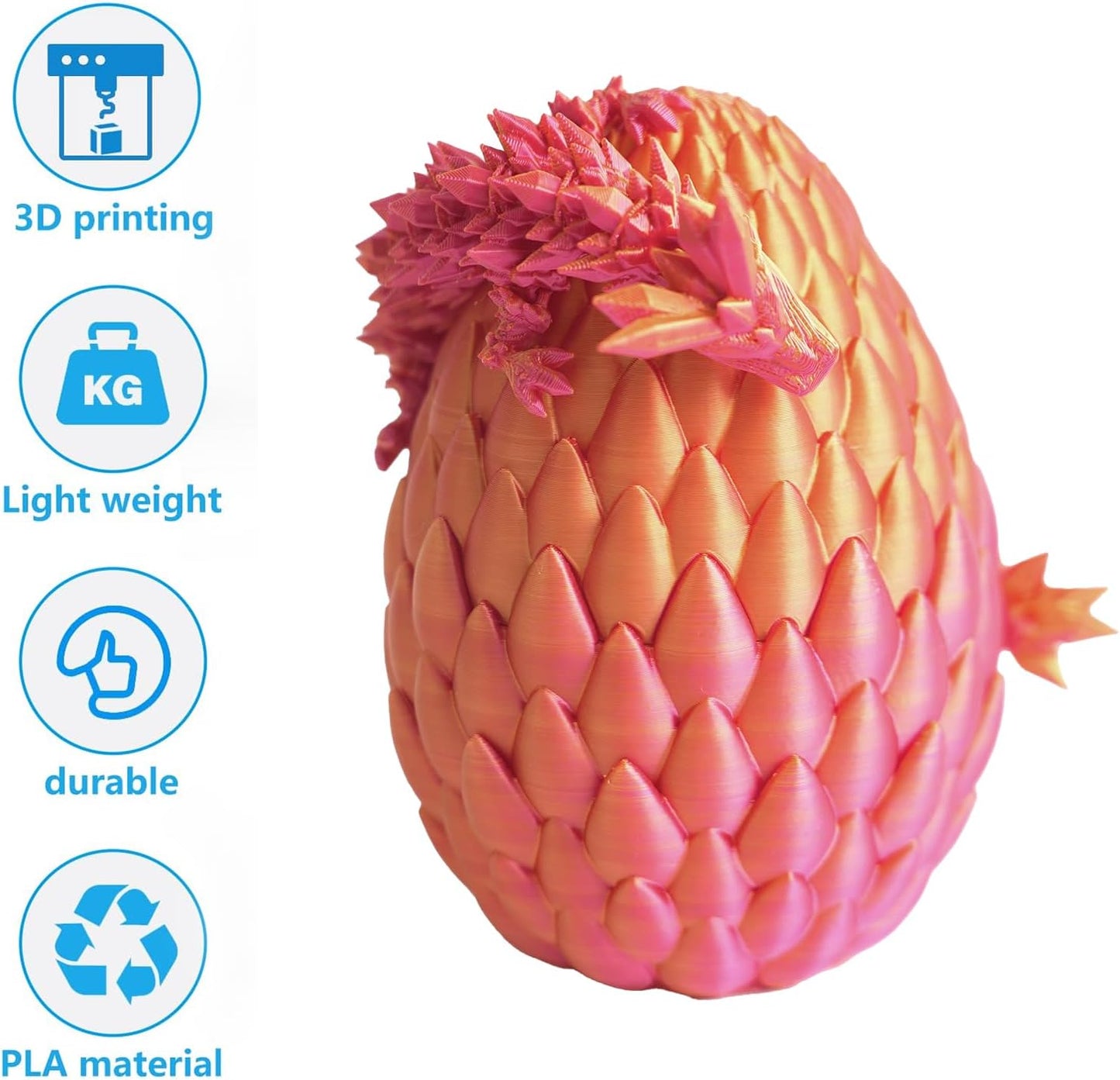 Easter Dragon Eggs 3D Printed Dragon Egg with Dragon Inside Articulated Crystal Dragon Fidget Toy Mystery Easter Suprise Home Office Decor Executive Desk Toys