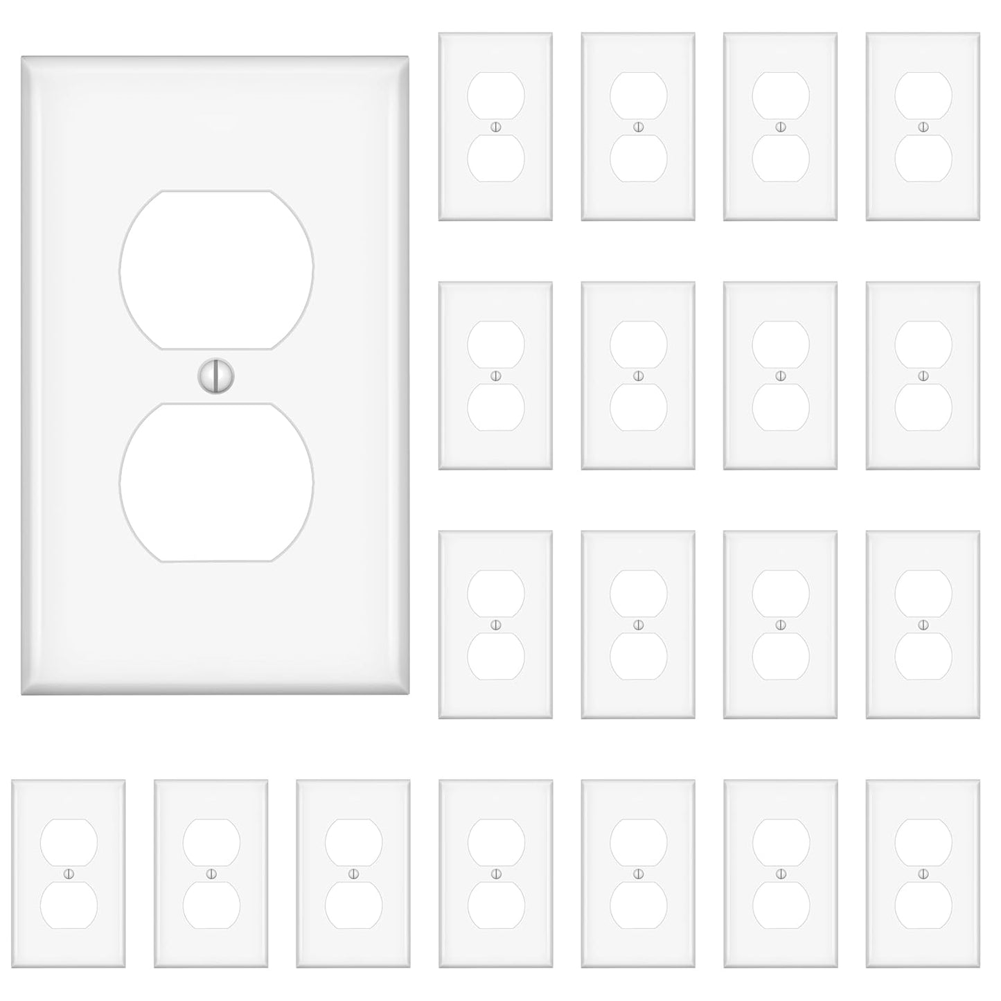 Outlet Covers Wall Plates,Standard Size Duplex Outlet Covers,Dual Receptacle Outlet Faceplate, Switch Plates and Outlet Covers, Electric Socket Plug Covers, White, 20 Pack