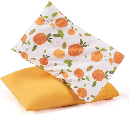 TILLYOU Toddler Pillowcases 13 x 18 Travel Pillow Case 2 Pack, Kids Pillowcases Machine Washable with Envelope Closure, Orange Flavour & Orange