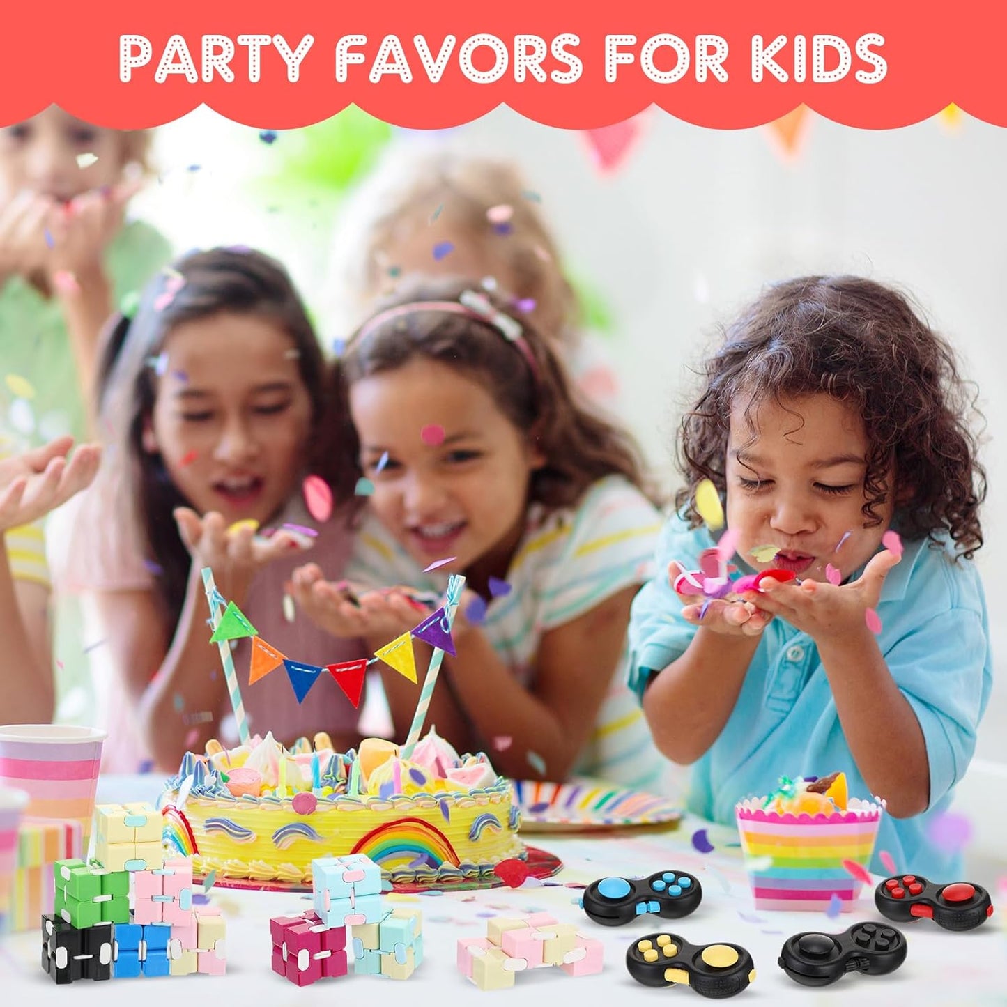 Junkin Bulk Fidget Pad Controller and Cube Toys Party Favors Mini Blocks Game Controller for Anxiety and Stress Relief Birthday Return Gifts Stocking Stuffers for Boy and Girl(48 Pcs)