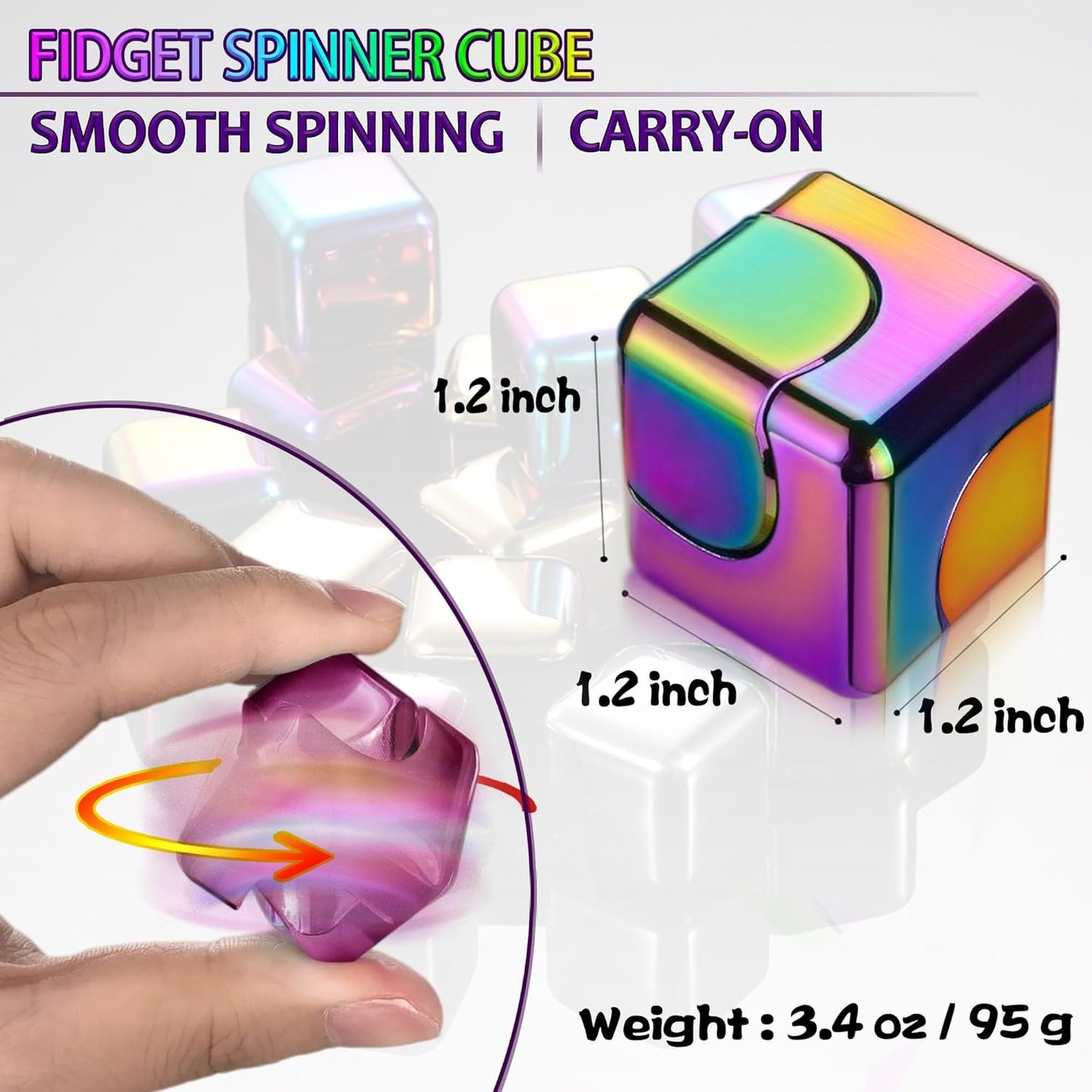 Fidget Spinner Toys Cube Adults, Easter Basket Stuffers for Teens Metal EDC Cool Desk Gadgets Office Toys Small Anxiety Figette Sensory Toy, ADHD Tool Fingears Figet Stress Valentine Gift for Boys