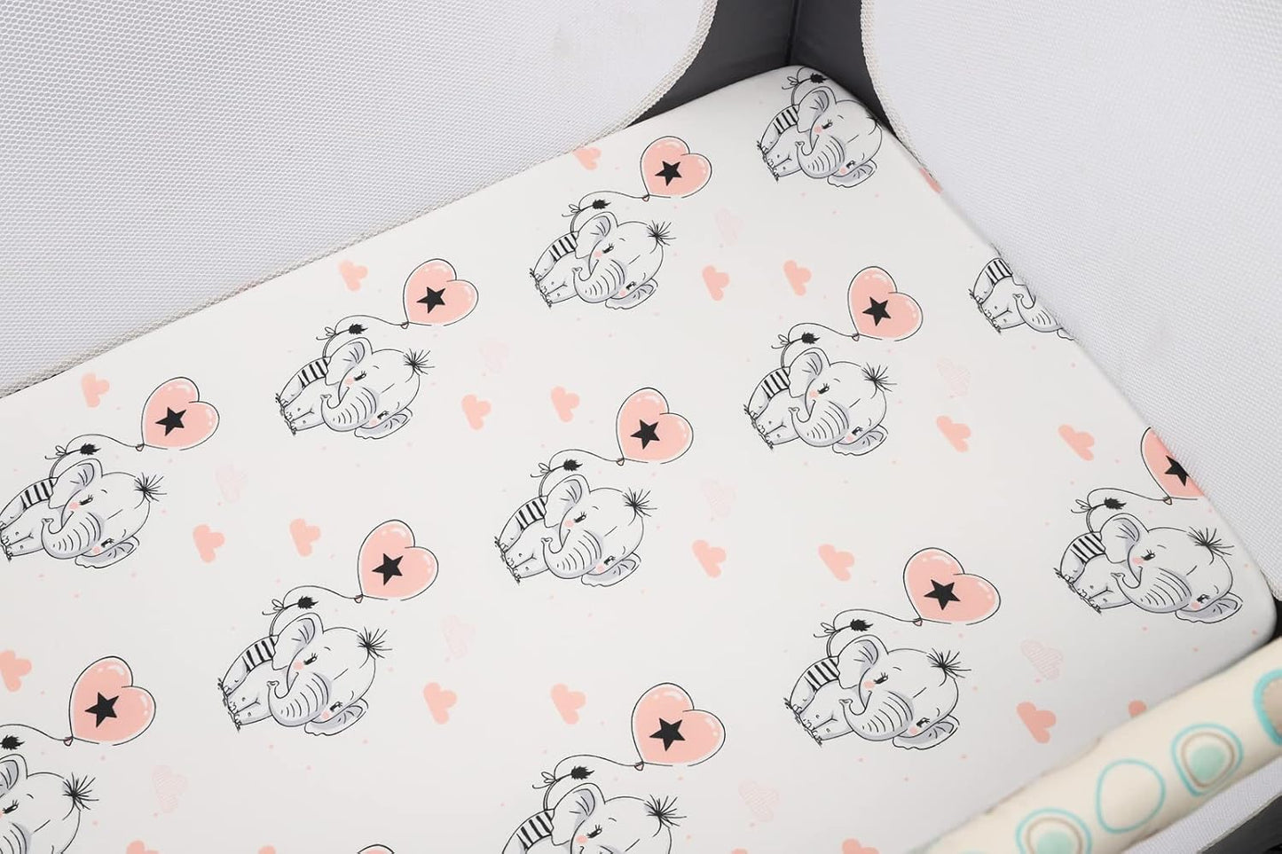 Pack n Play Sheet Stretchy Fitted Portable Mini Crib Sheets Set 3 Pack,Playard Sheets Convertible Playard Mattress Cover,Ultra Soft Jersey Material,Flamingo Elephant & Lion