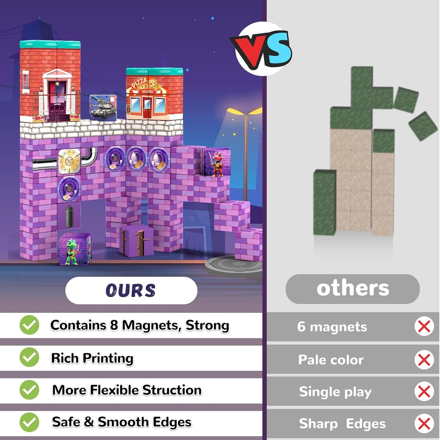 Magnetic Blocks,Building Toys for Kids, Dinosaur Adventure Magnet Building Cubes, Sensory Montessori Toys for 3+ Year Old Boys & Girls, Ideal Gifts for Ages 5-7 8-13, with ASMR Sounds and Clicking