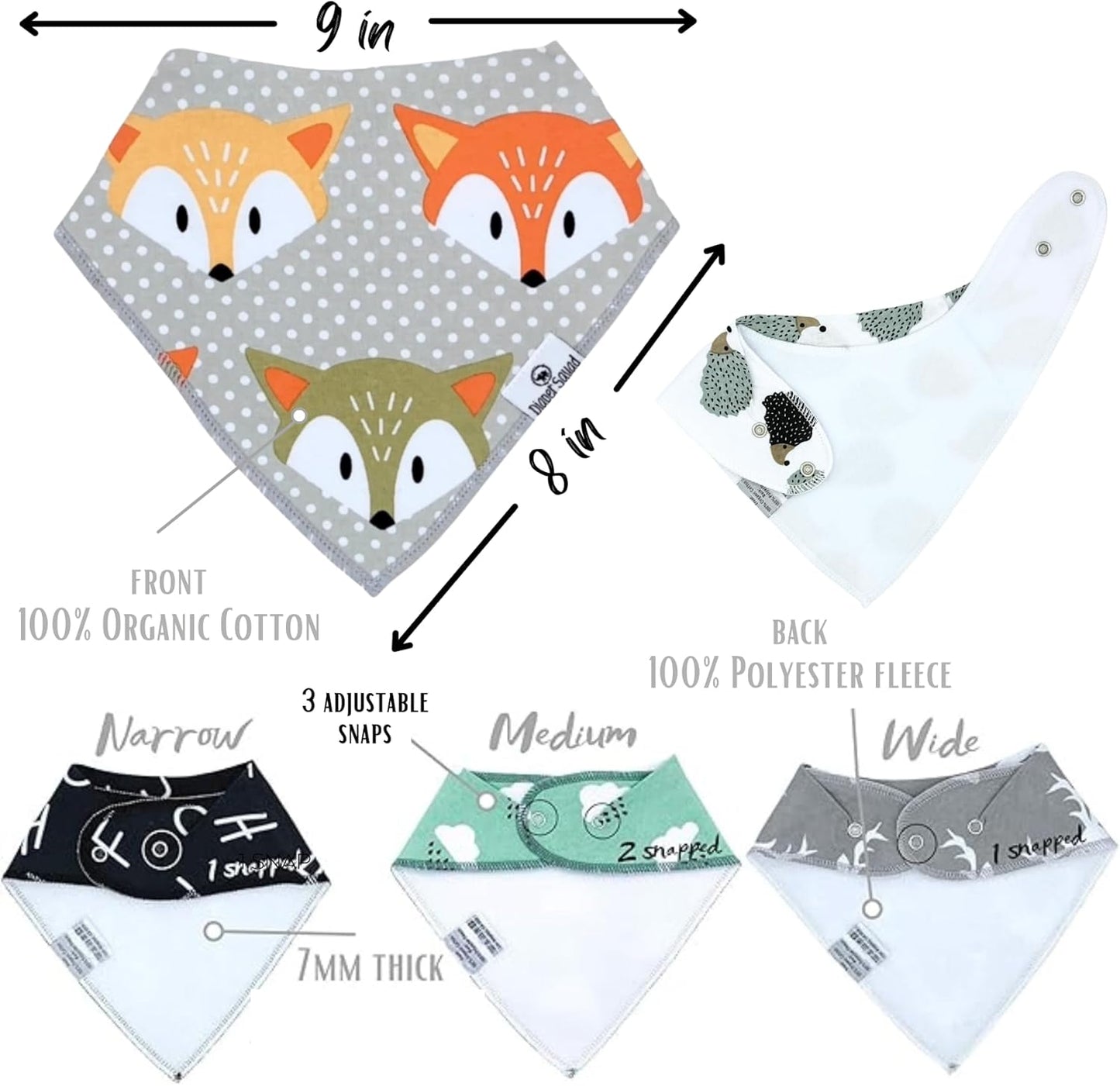 DiaperSquad's Baby Bibs for Drooling and Teething, Bibs for Boys, Baby Girl - Solid Cotton Baby Drool Bibs