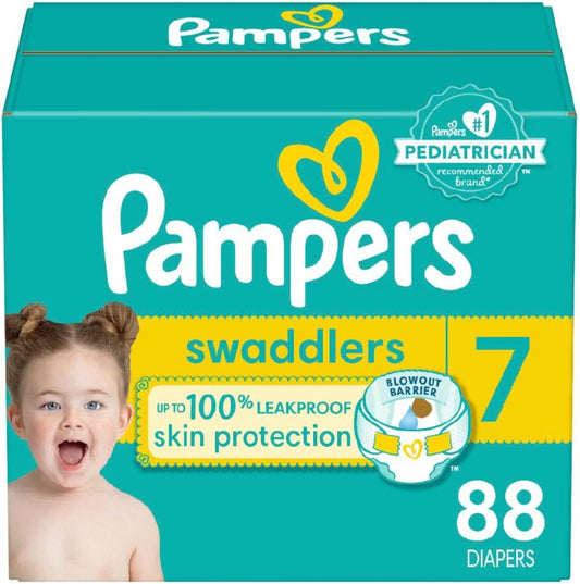 Pampers Baby Diapers - Swaddlers - Size 7, 88 Count, Ultra Absorbent Disposable Infant Diaper