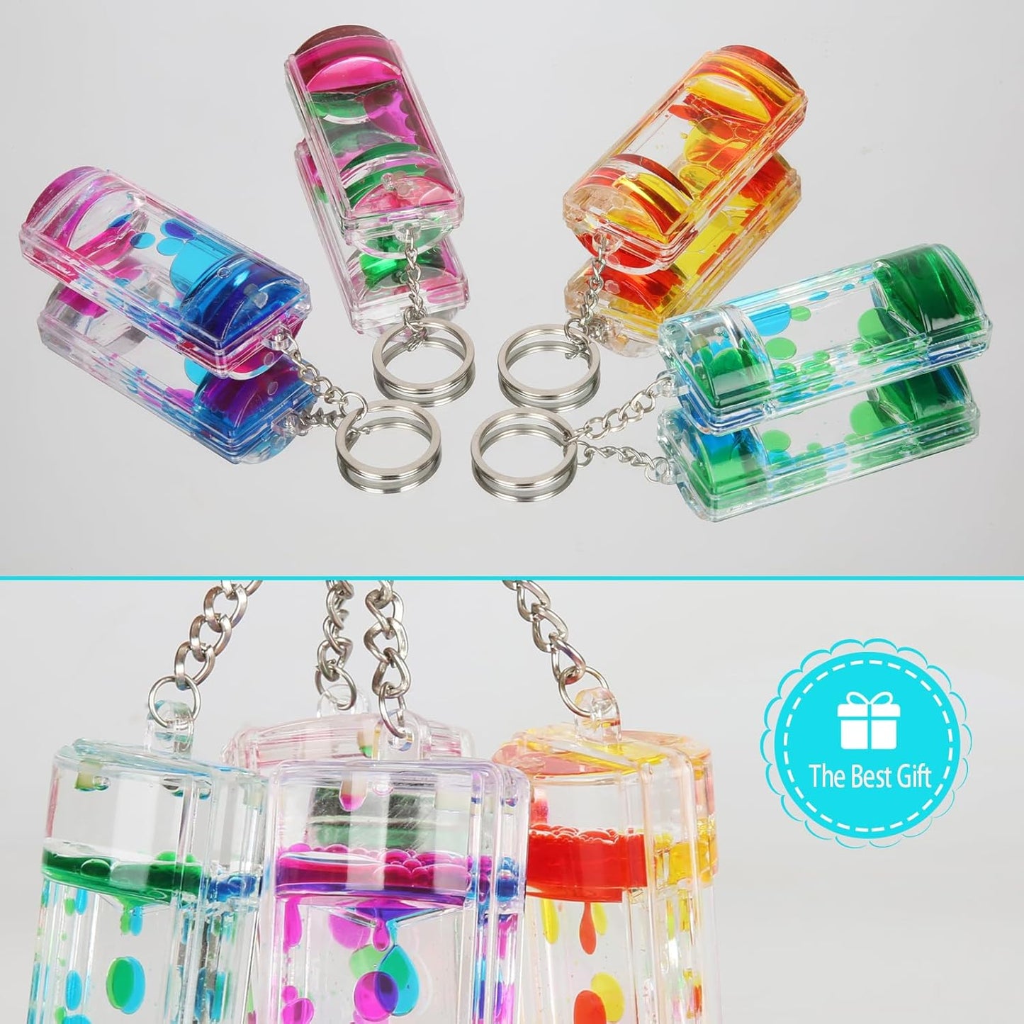 Liquid Motion Bubbler Key Chain Pack of 4 Great Desktop Colorful Hourglass Liquid Bubbler Small Calming Relaxing Toys