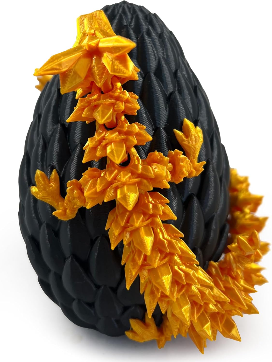 3D Printed Dragon in Egg,Full Articulated Dragon Dragon with Dragon Egg,Flexible Joints Suitable for Administrative Desk (Black)