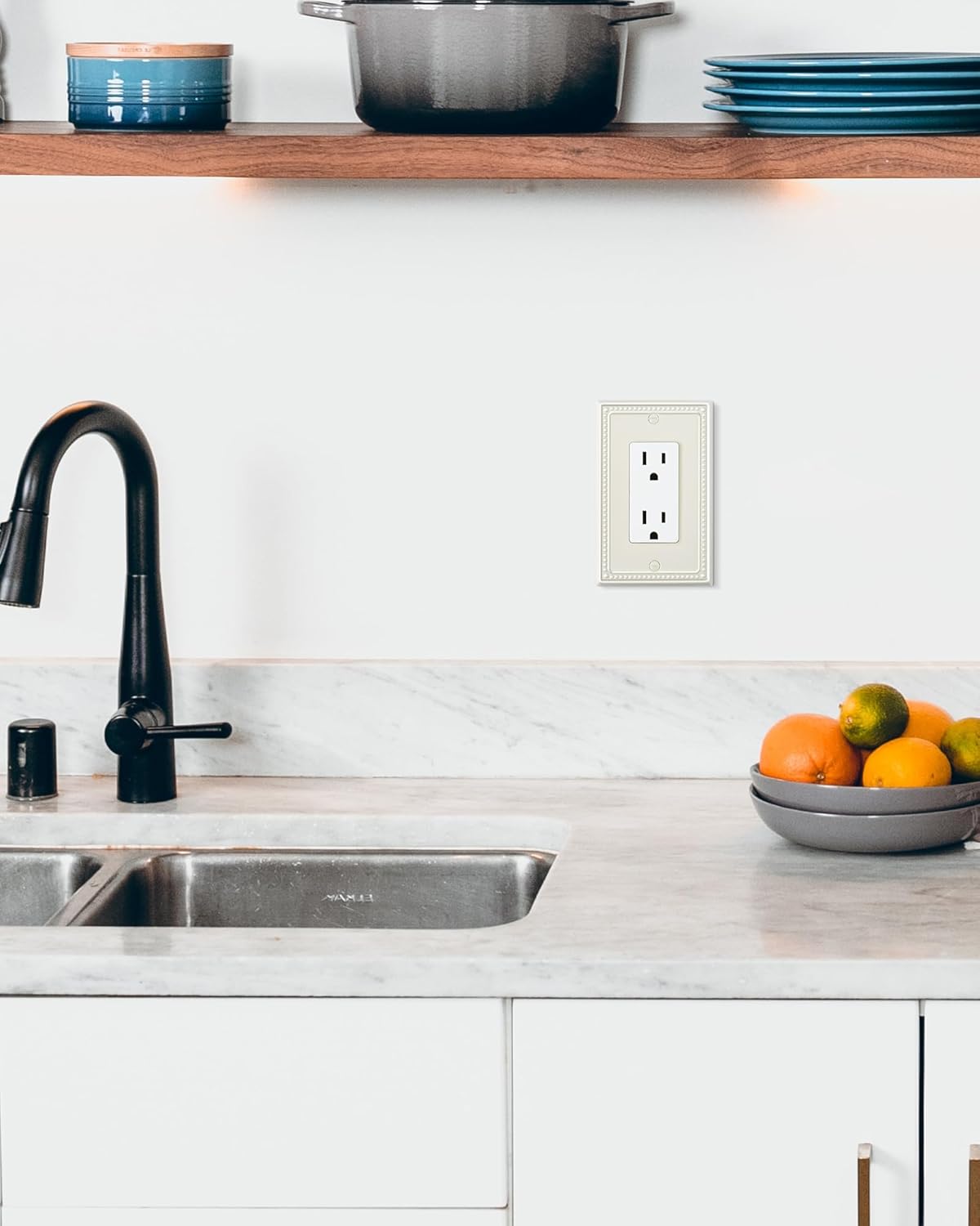 2-Pack Decorator Outlet Cover Plate, Decorative Switch Plates and Outlet Covers, Light Almond Metal Wall Plates for Electrical Outlets, Receptacle, GFCI Outlet, Dimmer Switch