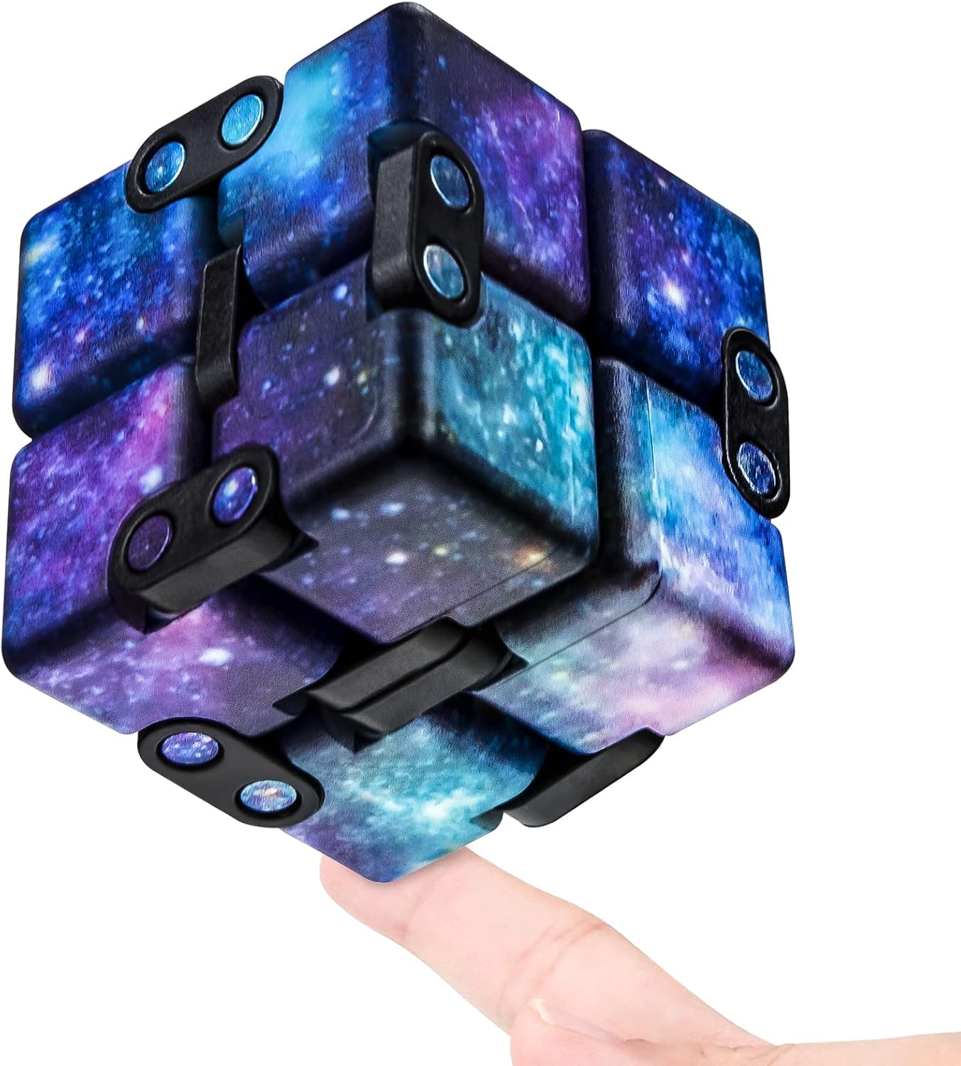 Infinitycube Fidget Toy Stress Relieving Fidgeting Game for Kids and Adults,Cute Pocket-sized Unique Gadget for Anxiety Relief and Kill Time (Mini Galaxy)